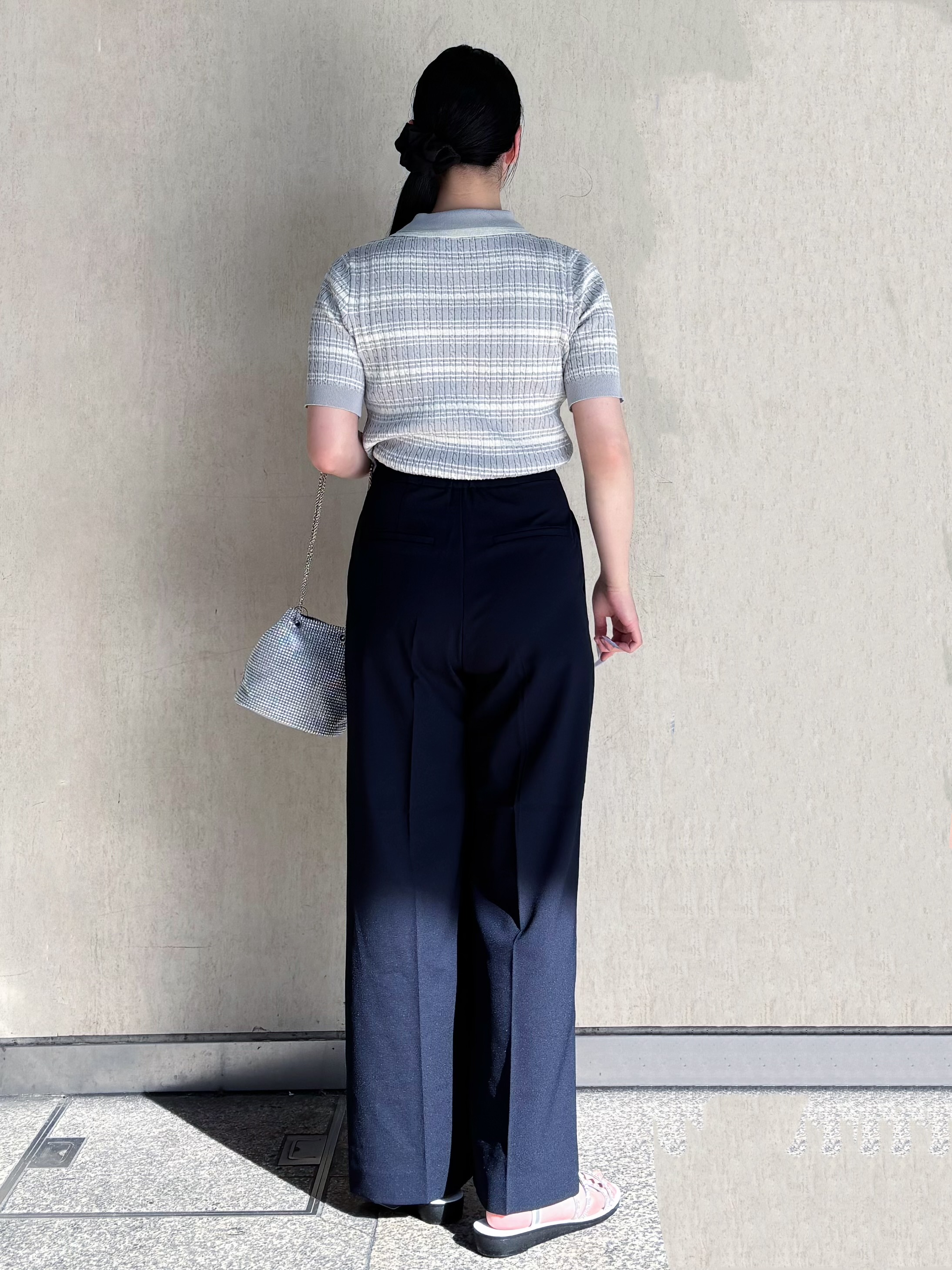 ささんの「OPAQUE.CLIP｜ラメダブル衿ケーブルポロニット【坑ピル/洗濯機OK】」を使ったコーディネート