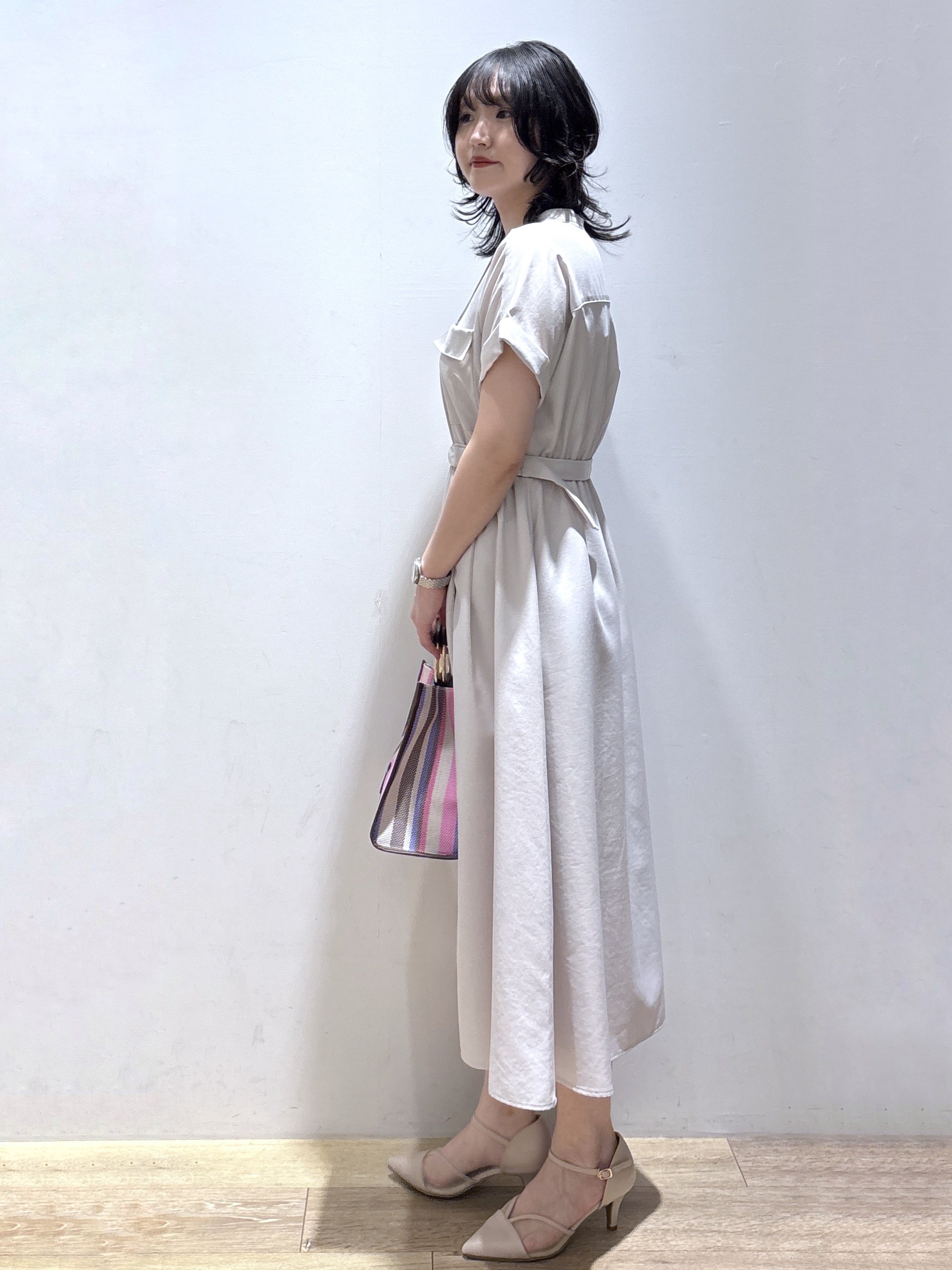 mizukiさんの「index｜ダブルポケットスキッパーワンピース【防シワ／洗濯機OK】《XS～3L／6col》」を使ったコーディネート
