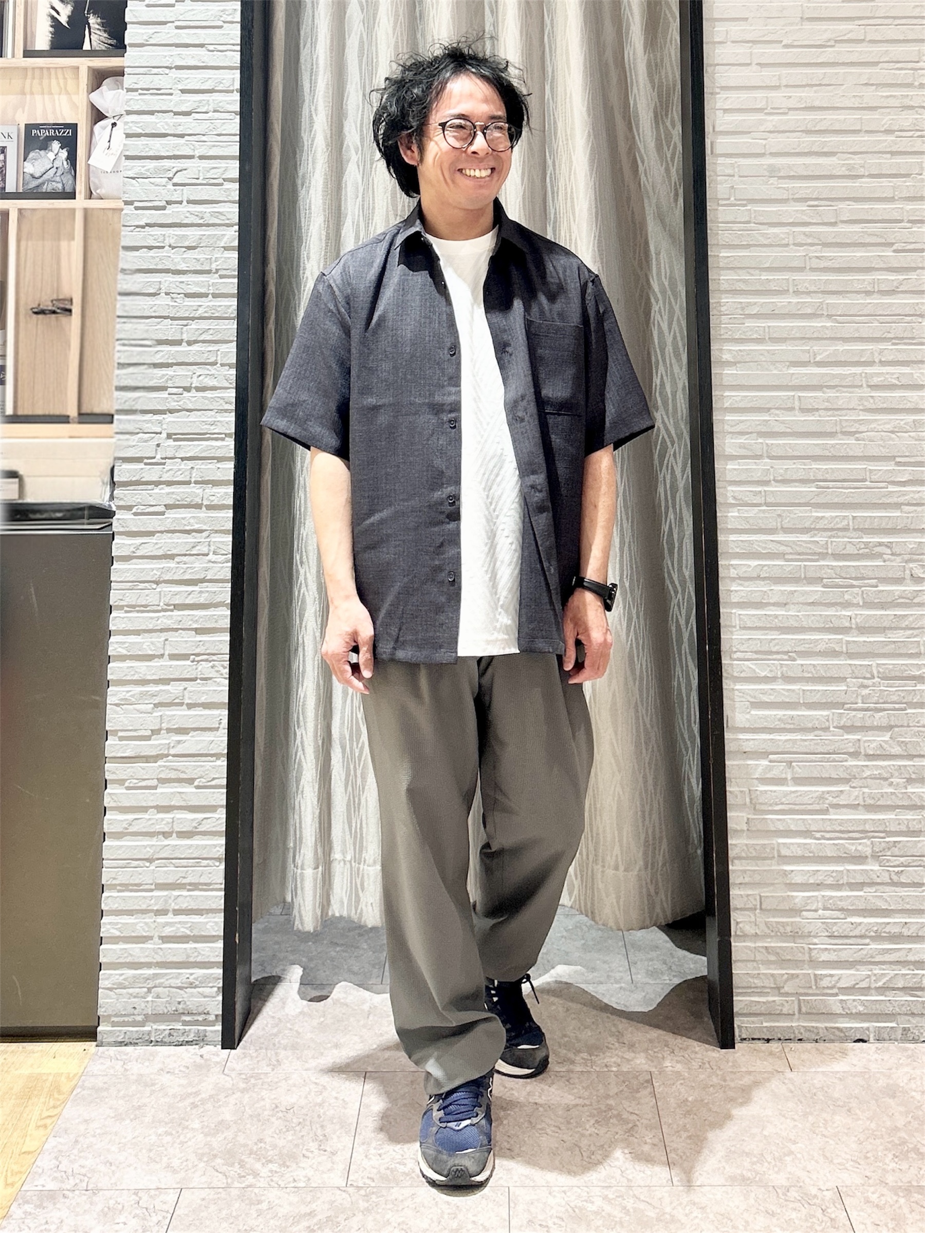 KENJI Iさんの「THE SHOP TK｜【LINO FINE】 リネンライク半袖シャツ UVカット／イージーケア／吸水速乾／洗濯機OK／セッ」を使ったコーディネート