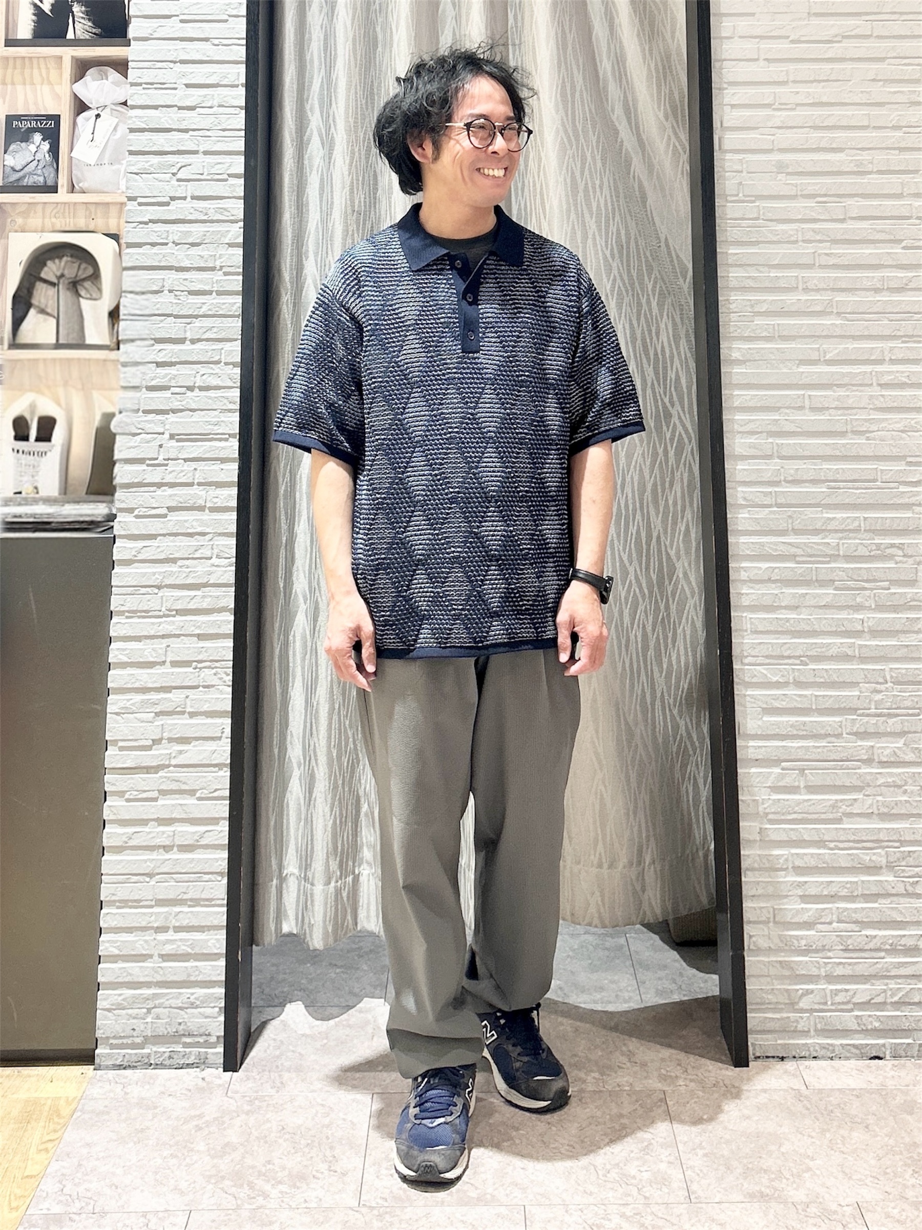 KENJI Iさんの「THE SHOP TK｜【主張しすぎない配色バランス】アーガイルメッシュポロ半袖Tシャツ 洗濯機OK」を使ったコーディネート