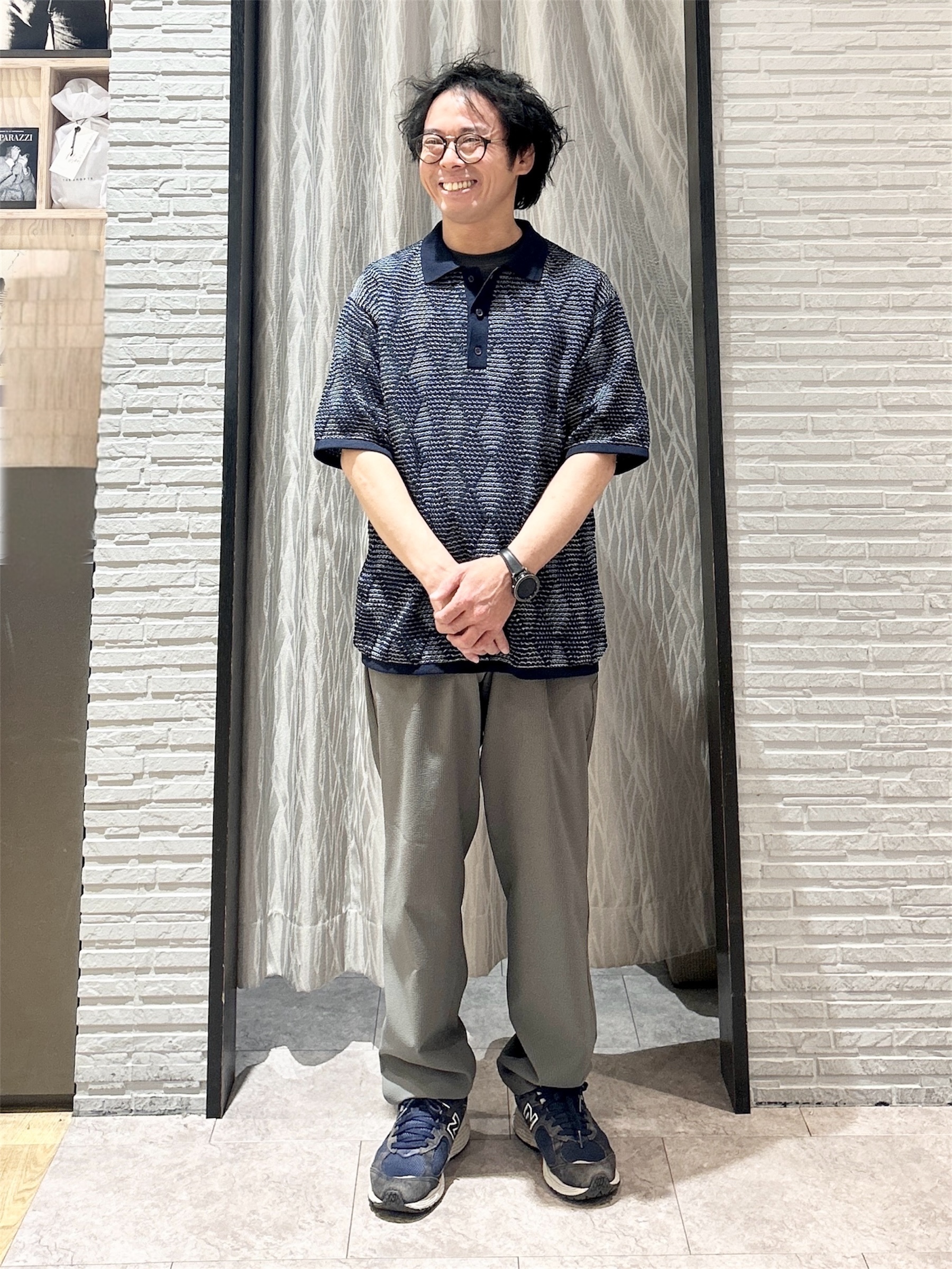 KENJI Iさんの「THE SHOP TK｜【主張しすぎない配色バランス】アーガイルメッシュポロ半袖Tシャツ 洗濯機OK」を使ったコーディネート