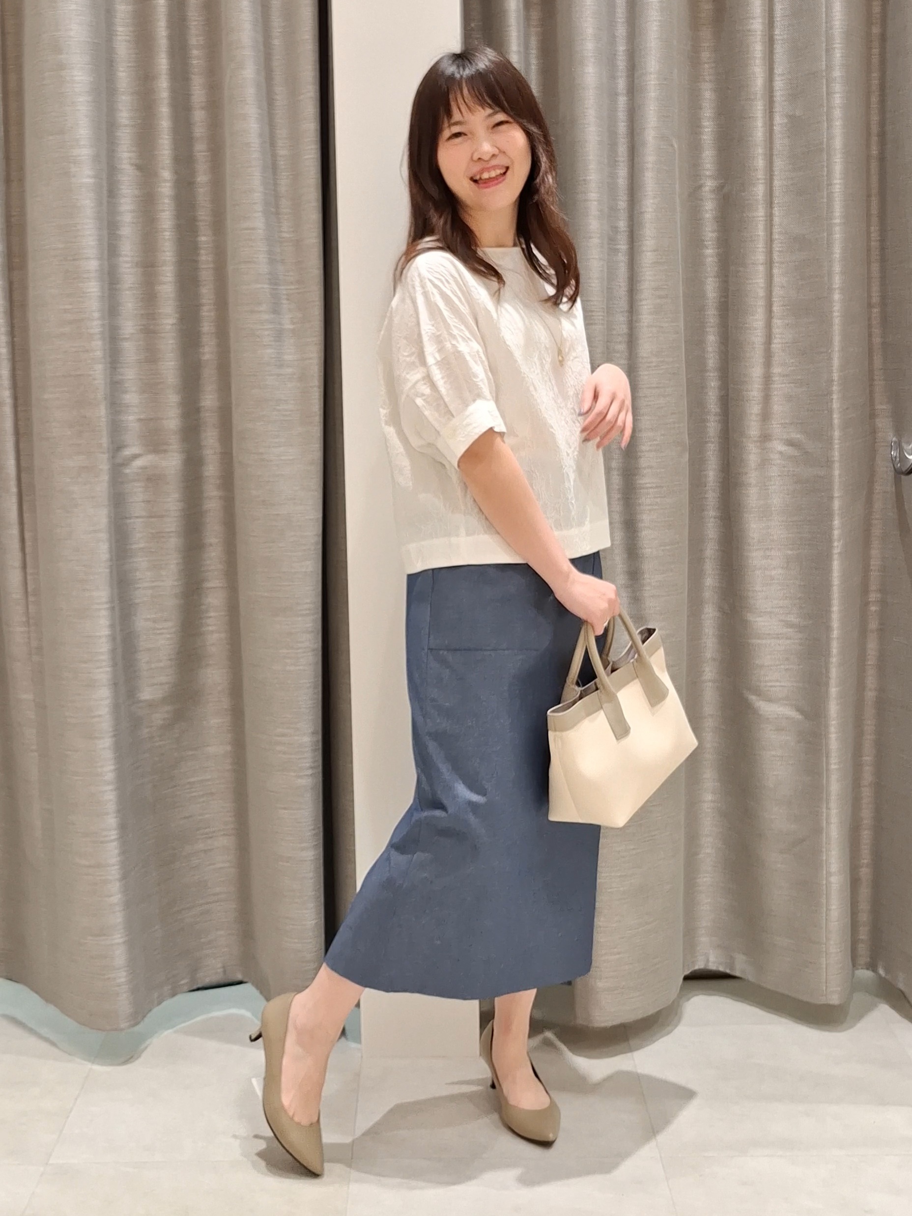 YuKaRiさんの「UNTITLED｜【洗える/ショート丈】ジャカードボートネックブラウス」を使ったコーディネート