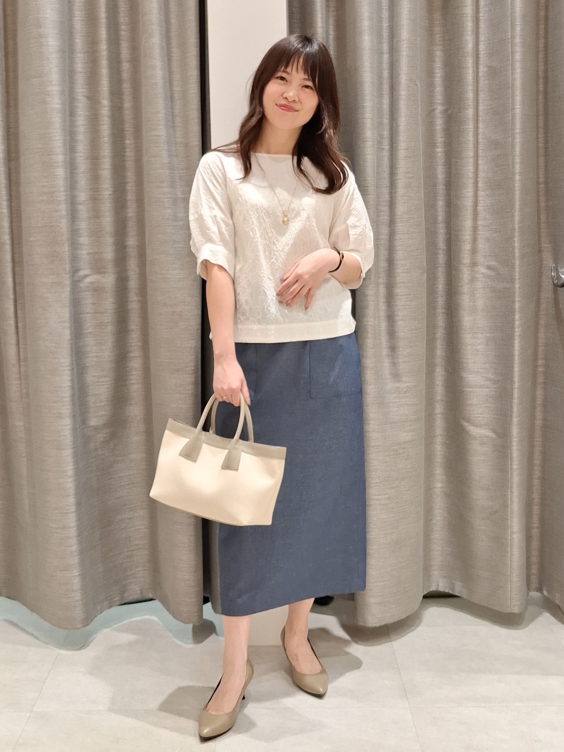 YuKaRiさんの「UNTITLED｜【洗える/ショート丈】ジャカードボートネックブラウス」を使ったコーディネート
