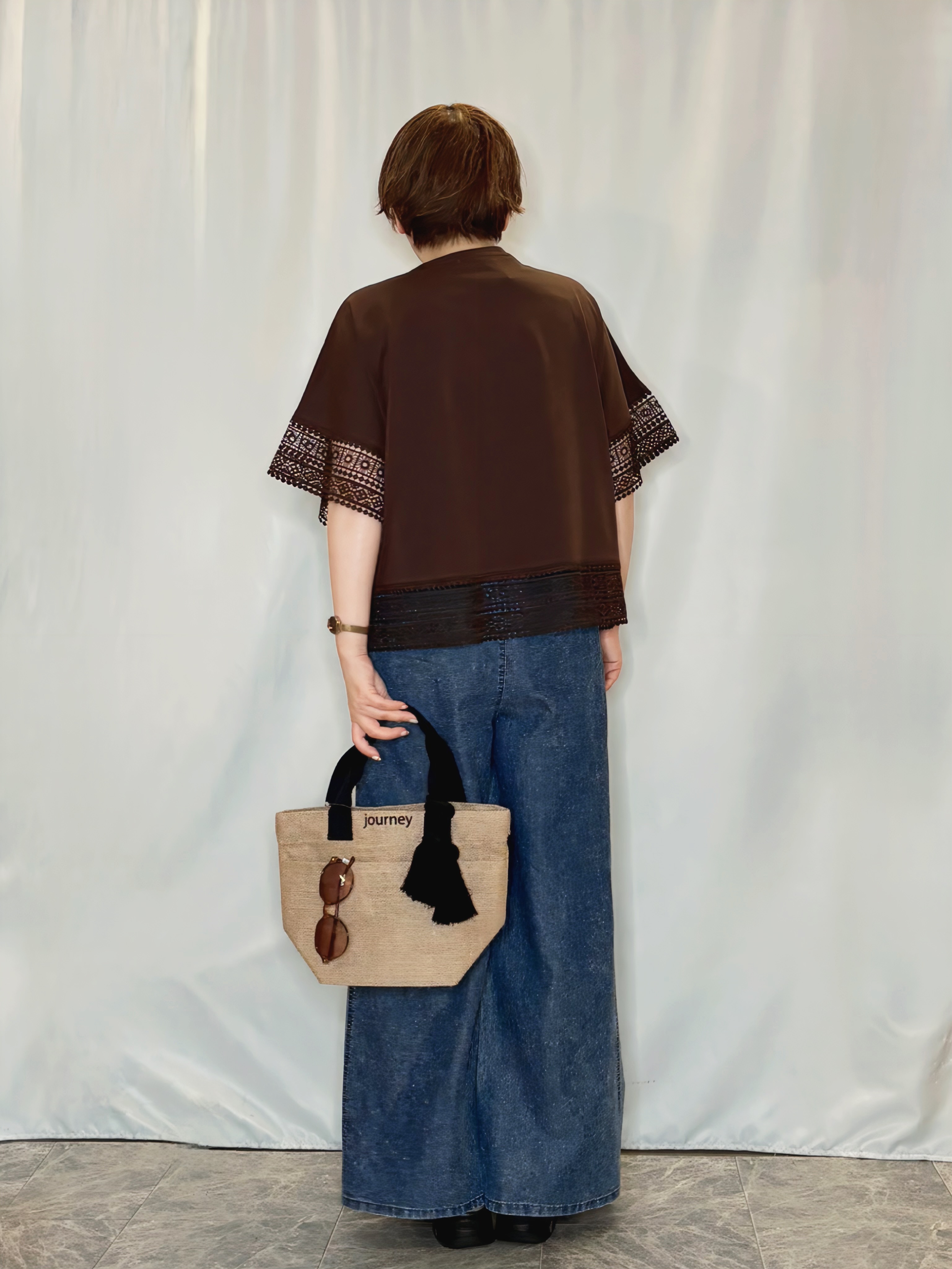 たみさんの「SHOO･LA･RUE｜【洗濯機可/ひんやり/体型カバー/S-LL】レース使いがポイント デザインTシャツ」を使ったコーディネート
