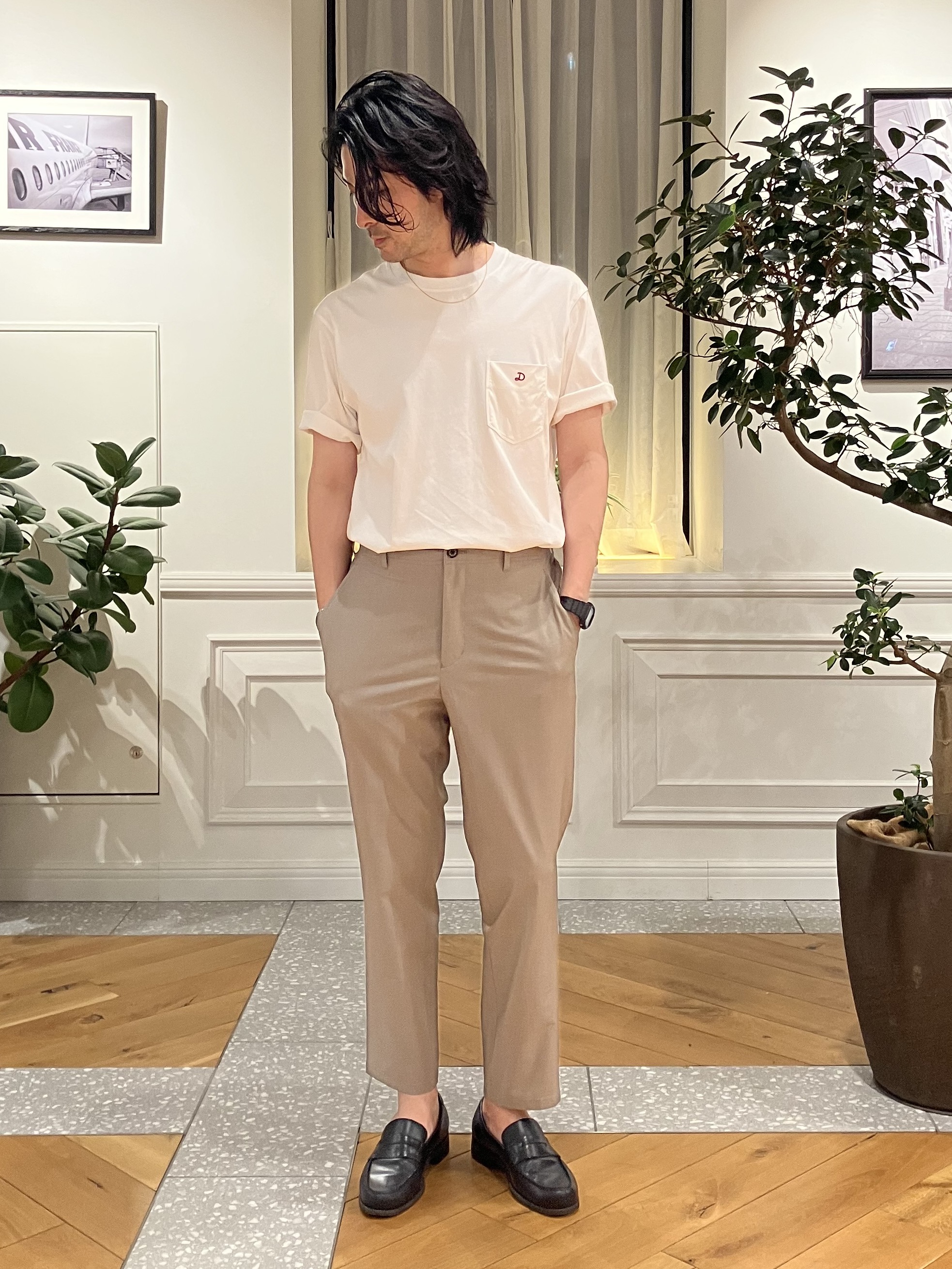 junyaさんの「DRESSTERIOR｜【接触冷感／抗菌防臭／消臭】ICE CLEAR COTTON ポケットTシャツ」を使ったコーディネート