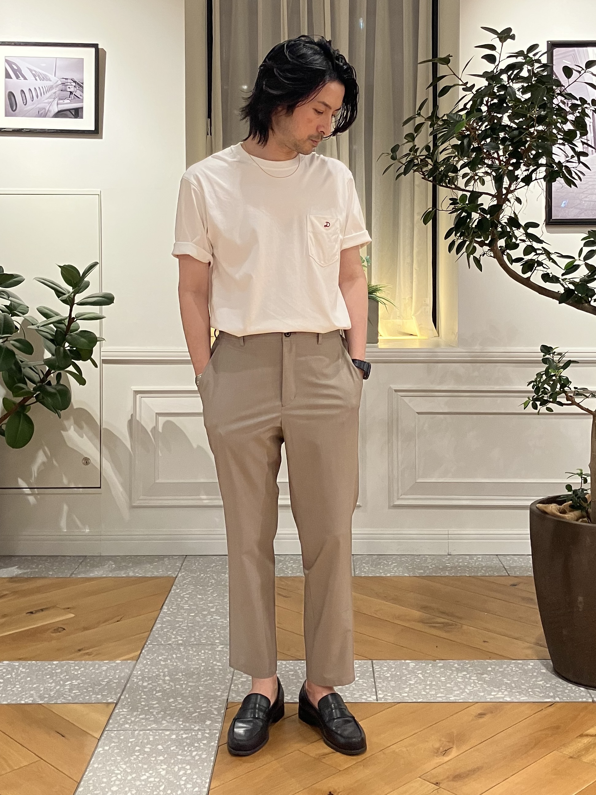 junyaさんの「DRESSTERIOR｜【接触冷感／抗菌防臭／消臭】ICE CLEAR COTTON ポケットTシャツ」を使ったコーディネート