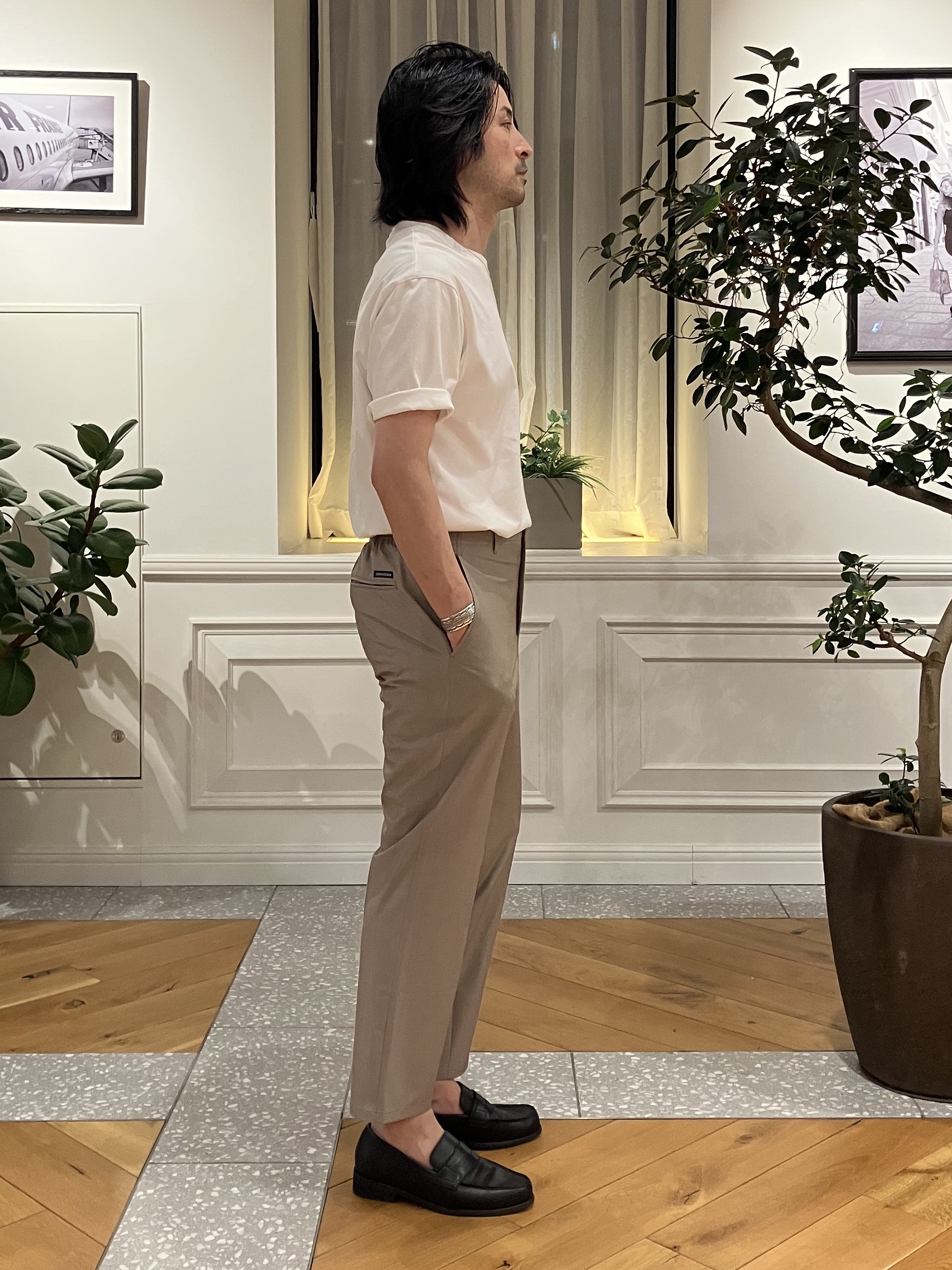 junyaさんの「DRESSTERIOR｜【接触冷感／抗菌防臭／消臭】ICE CLEAR COTTON ポケットTシャツ」を使ったコーディネート