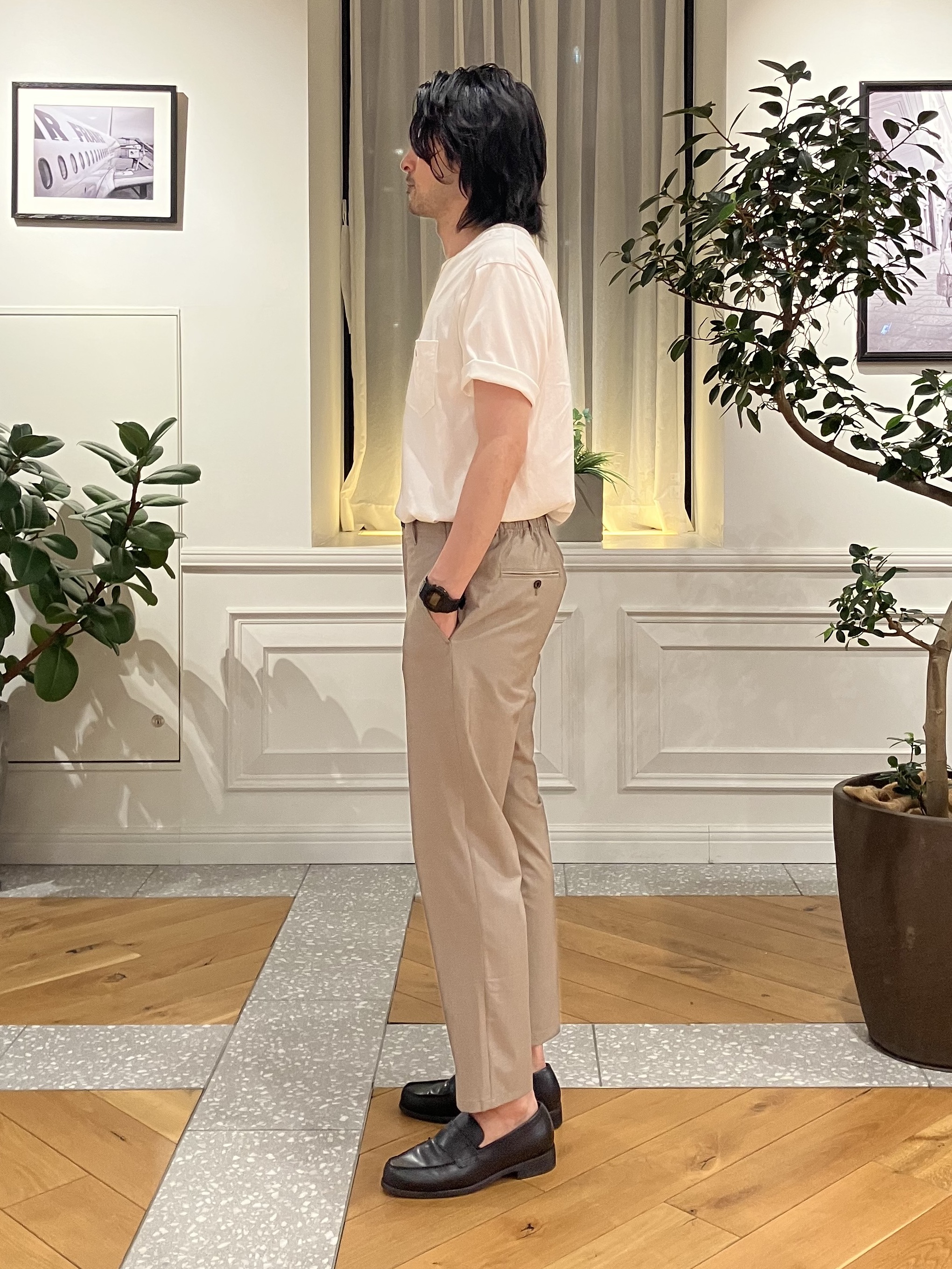 junyaさんの「DRESSTERIOR｜【接触冷感／抗菌防臭／消臭】ICE CLEAR COTTON ポケットTシャツ」を使ったコーディネート