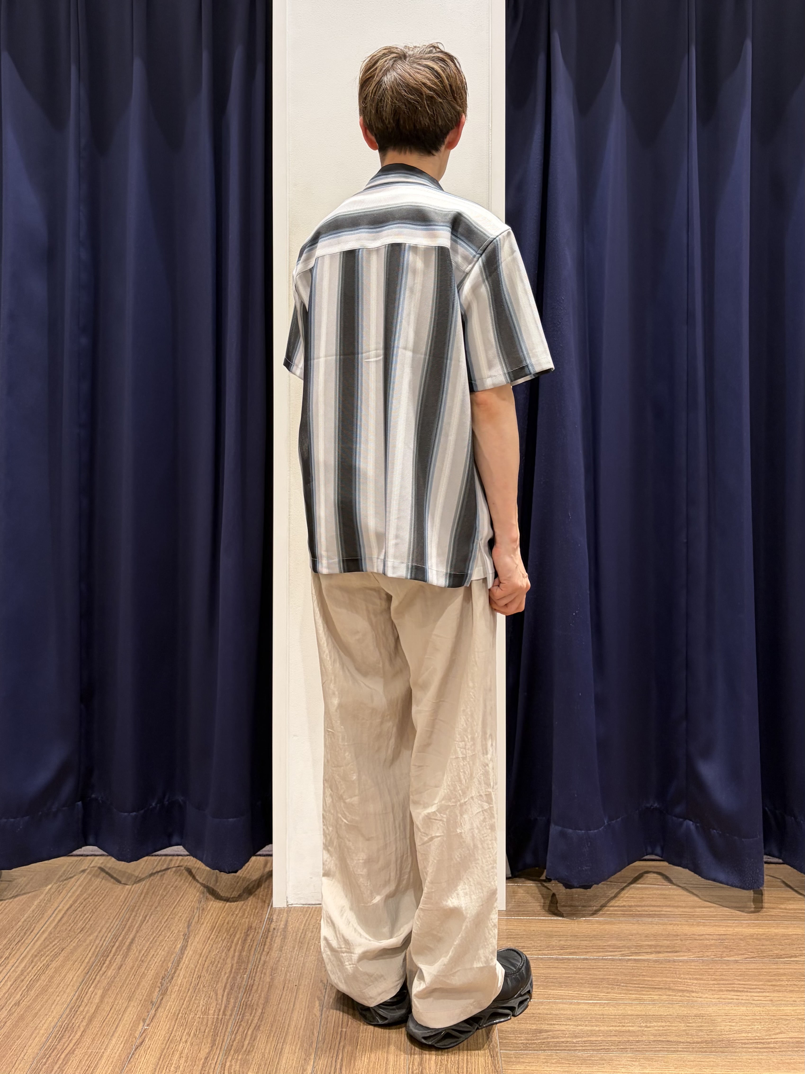 つーじーさんの「THE SHOP TK｜メッシュ ストライプ半袖シャツ 洗濯機OK／通気性◎」を使ったコーディネート