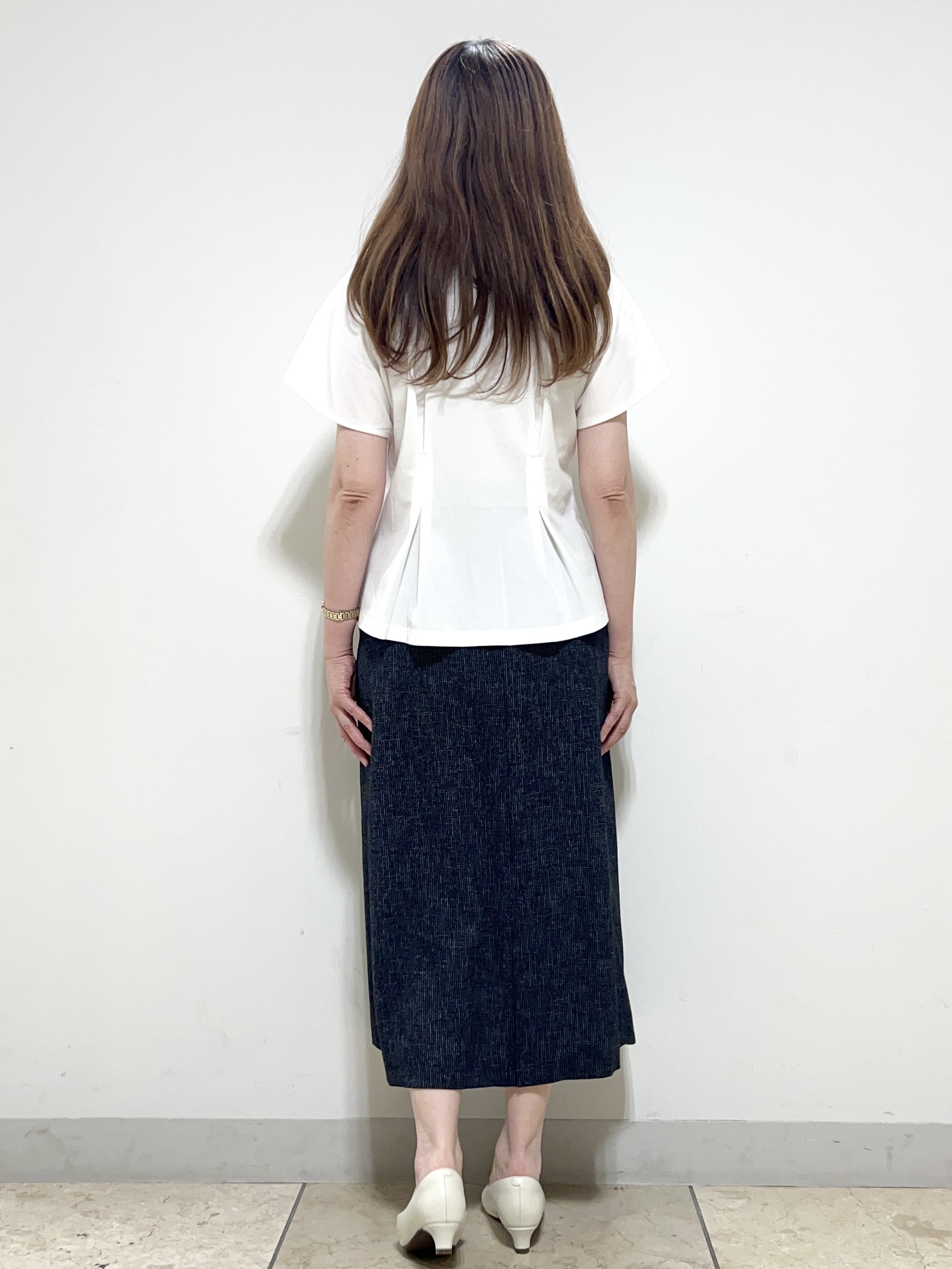 yuさんの「Reflect｜【UVカット／接触冷感／吸水速乾】タックデザインフレアトップス」を使ったコーディネート