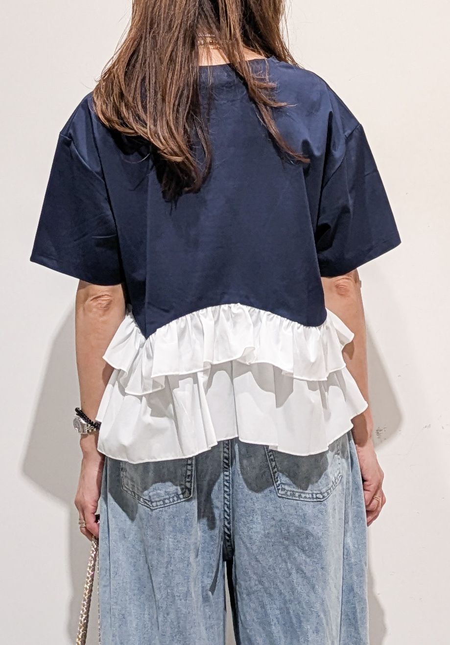machiさんの「OPAQUE.CLIP｜裾フリルドッキングTシャツ【洗濯機OK】」を使ったコーディネート