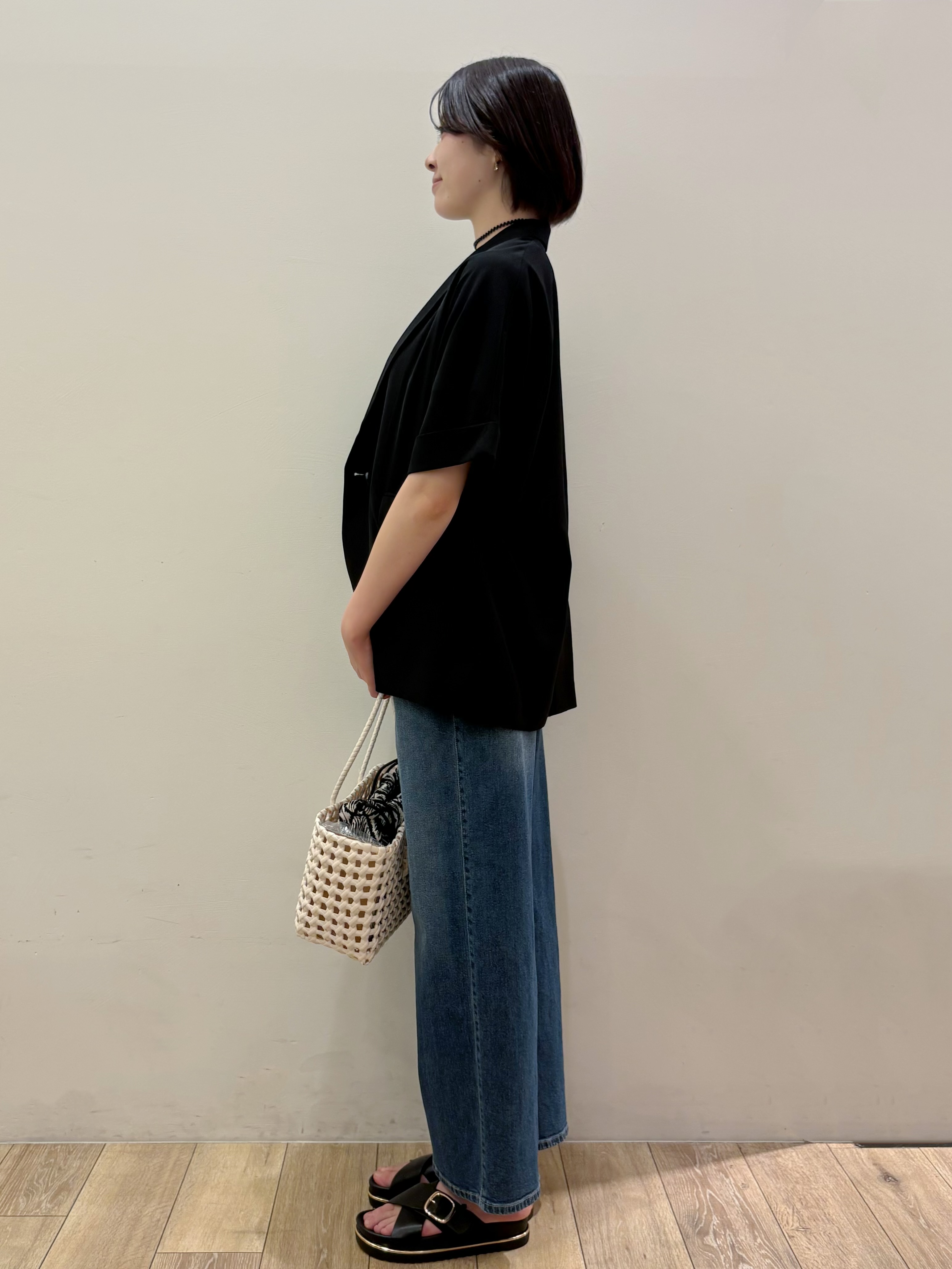 RINさんの「OPAQUE.CLIP｜【接触冷感／吸水速乾／防シワ】リネンライクテーラードジャケット《洗濯機OK》」を使ったコーディネート