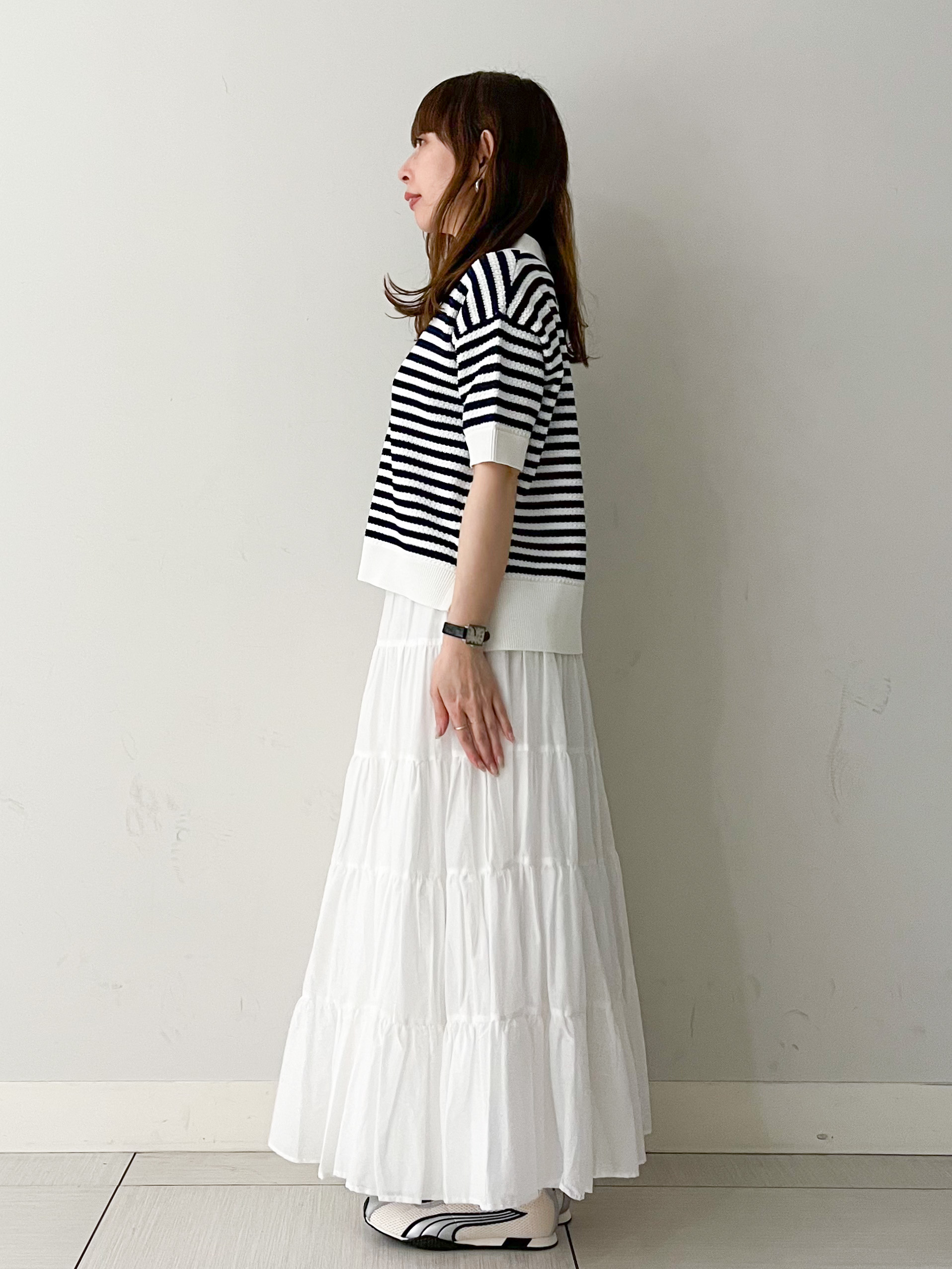 じゅんさんの「DRESSTERIOR｜ウォッシャブルスキッパークロップドニット」を使ったコーディネート