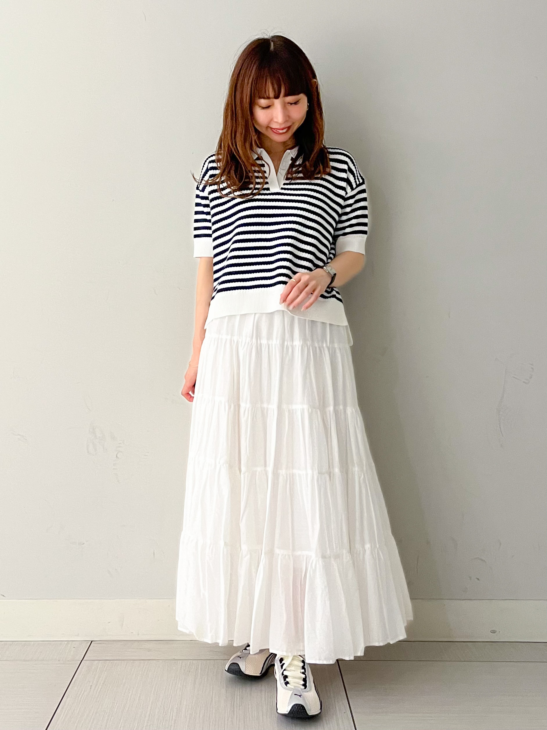 じゅんさんの「DRESSTERIOR｜ウォッシャブルスキッパークロップドニット」を使ったコーディネート