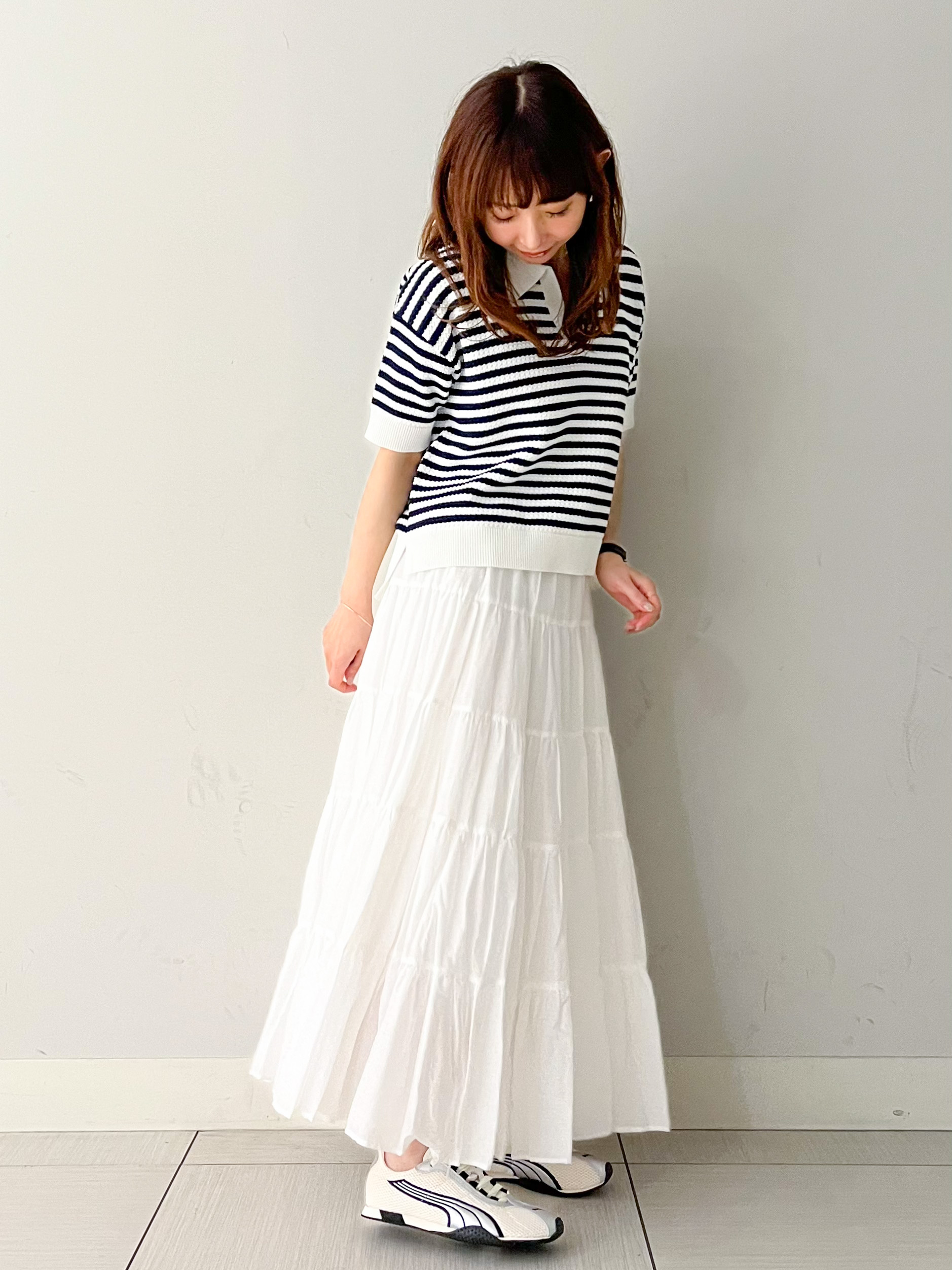 じゅんさんの「DRESSTERIOR｜ウォッシャブルスキッパークロップドニット」を使ったコーディネート