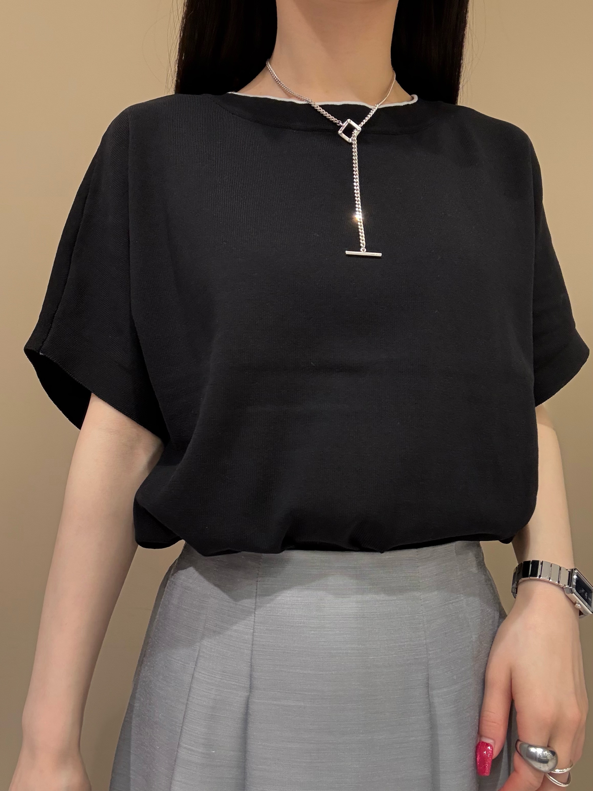 KEIKOさんの「INDIVI｜【洗える／シアーラメ】ブルゾン風ジップアップニットカーディガン」を使ったコーディネート
