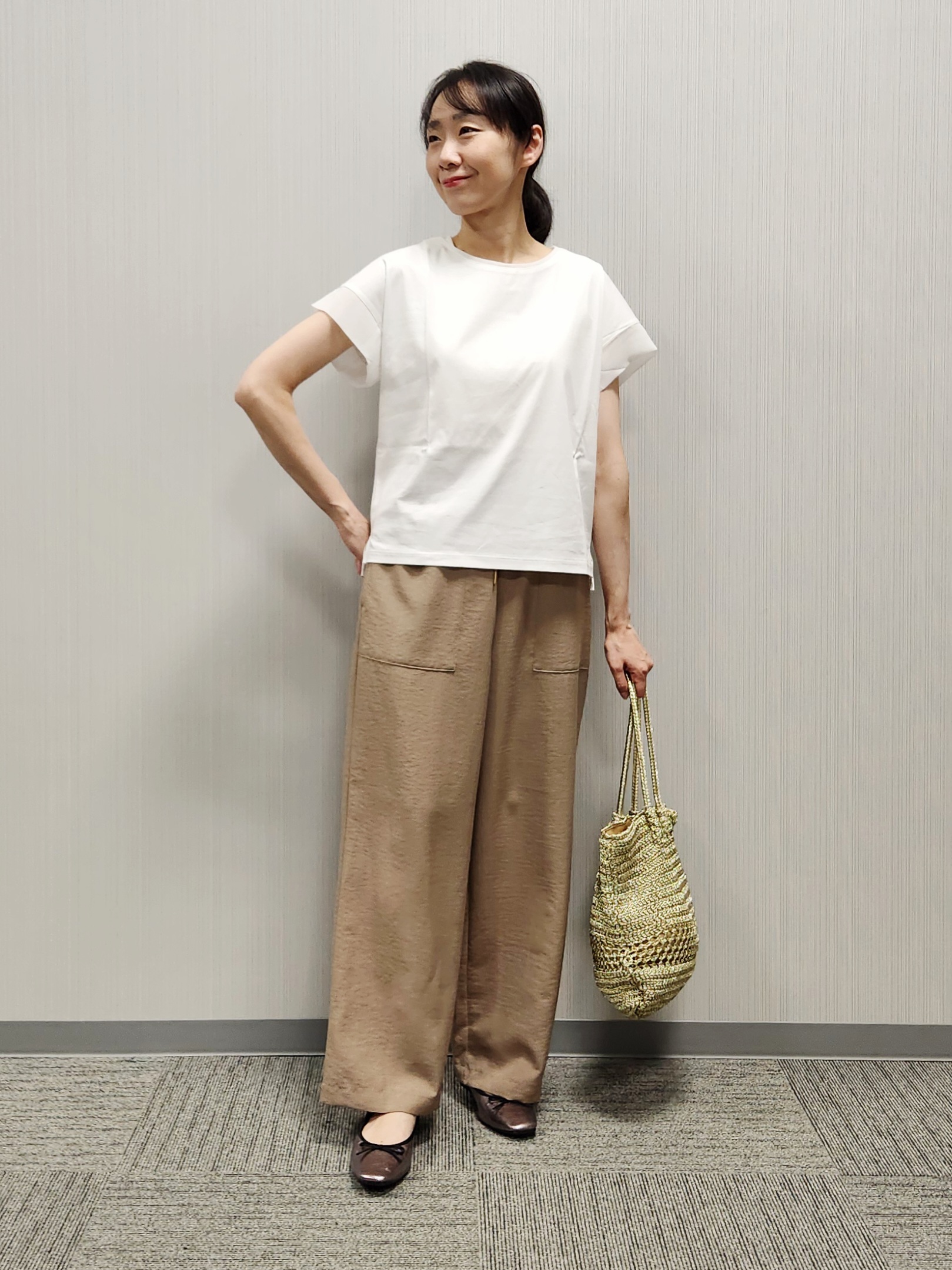 naraさんの「Dessin｜【UVカット/接触冷感】美光沢カットソー」を使ったコーディネート