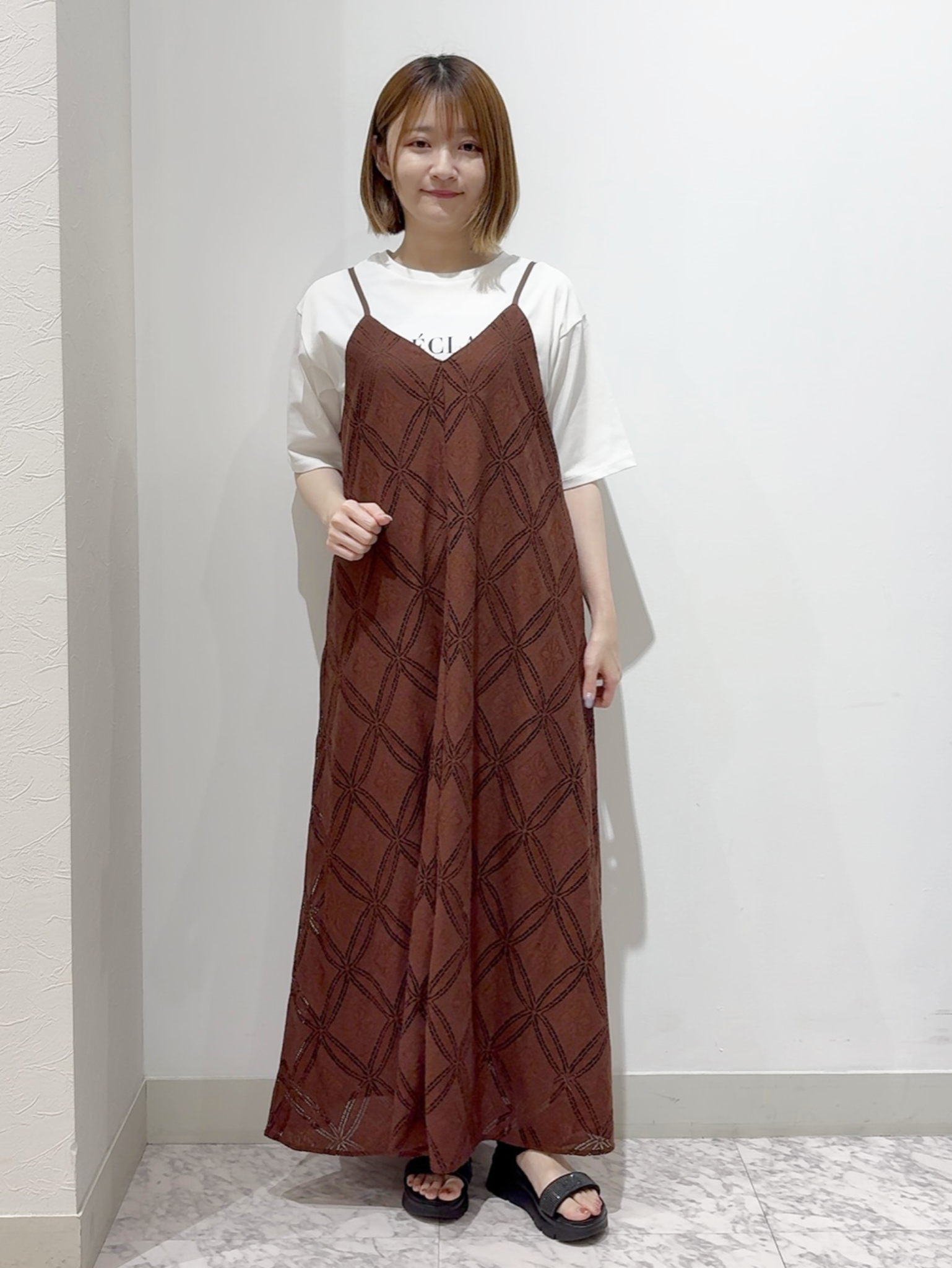 しかっちさんの「grove｜【UVカット/接触冷感】プリントアソート5分袖Tシャツ」を使ったコーディネート