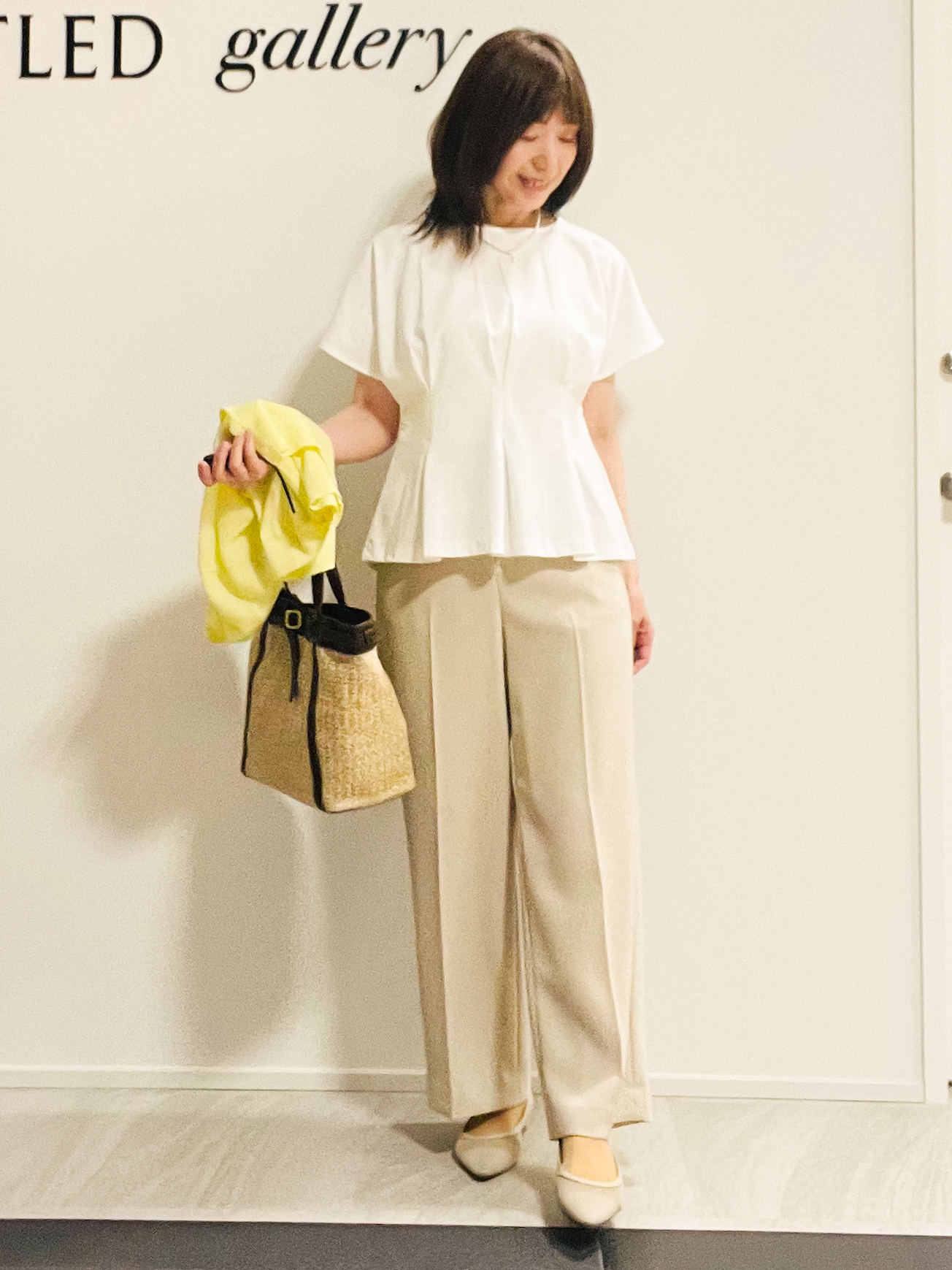 めいさんの「UNTITLED｜【UVカット／接触冷感／吸水速乾】タックデザインフレアトップス」を使ったコーディネート