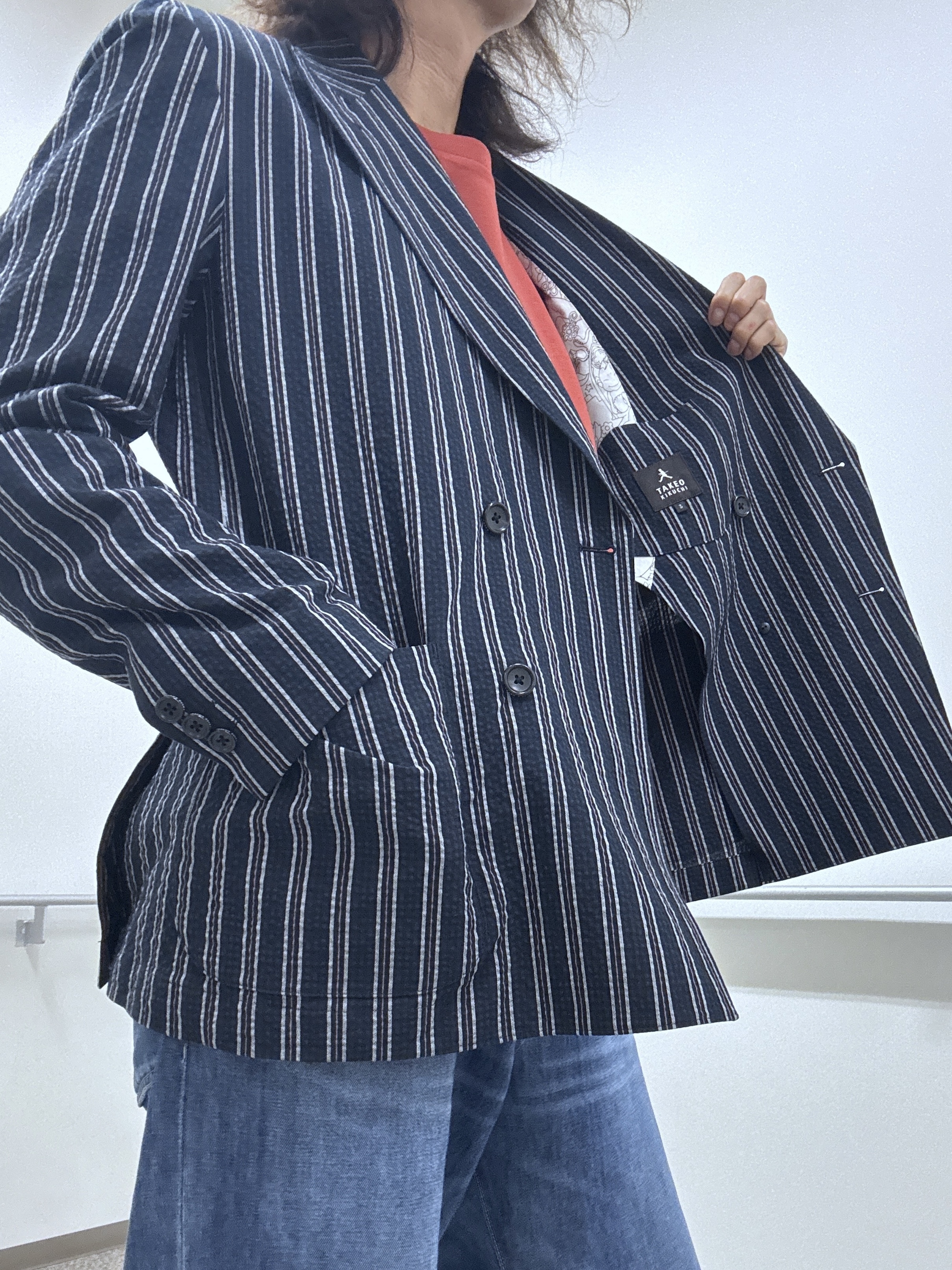 おーのさんの「TAKEO KIKUCHI｜【BOWLER HAT LABEL】サッカーストライプ ダブルジャケット」を使ったコーディネート