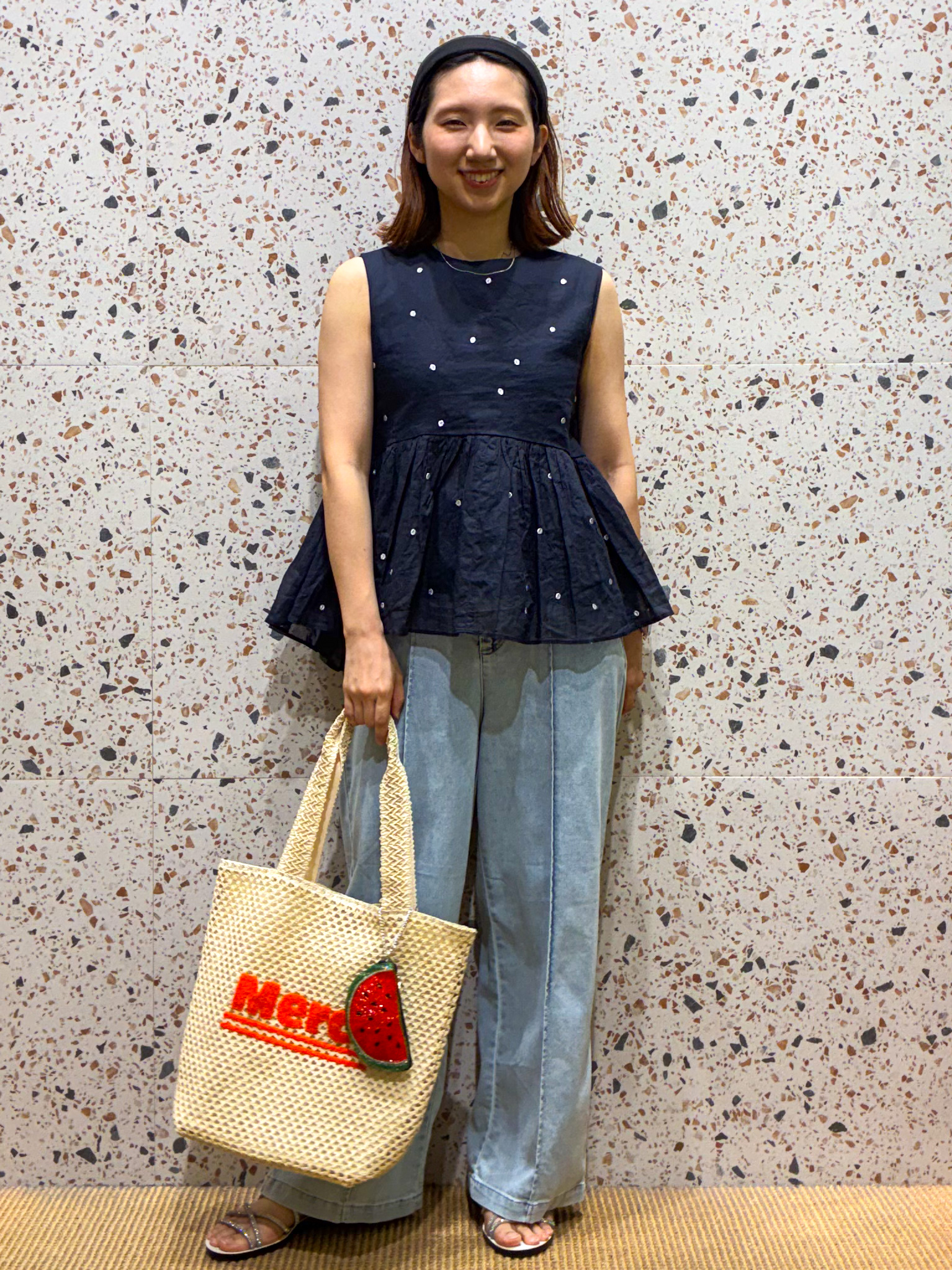 さくらさんの「OPAQUE.CLIP｜ラメドット刺繍ペプラムブラウス【洗える】」を使ったコーディネート