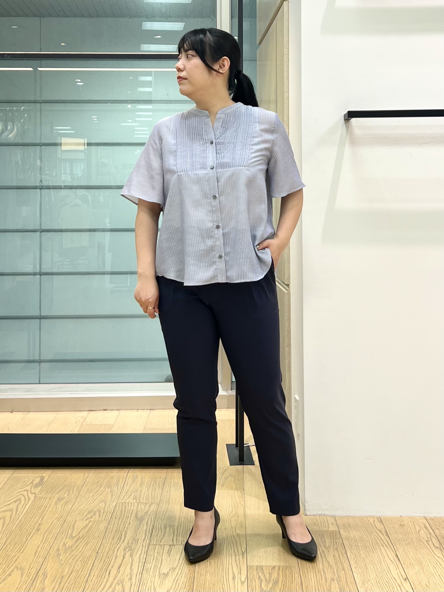 shimaさんの「INDIVI｜【洗える／多機能／SETUP可】着る日傘ダブルジャケット」を使ったコーディネート