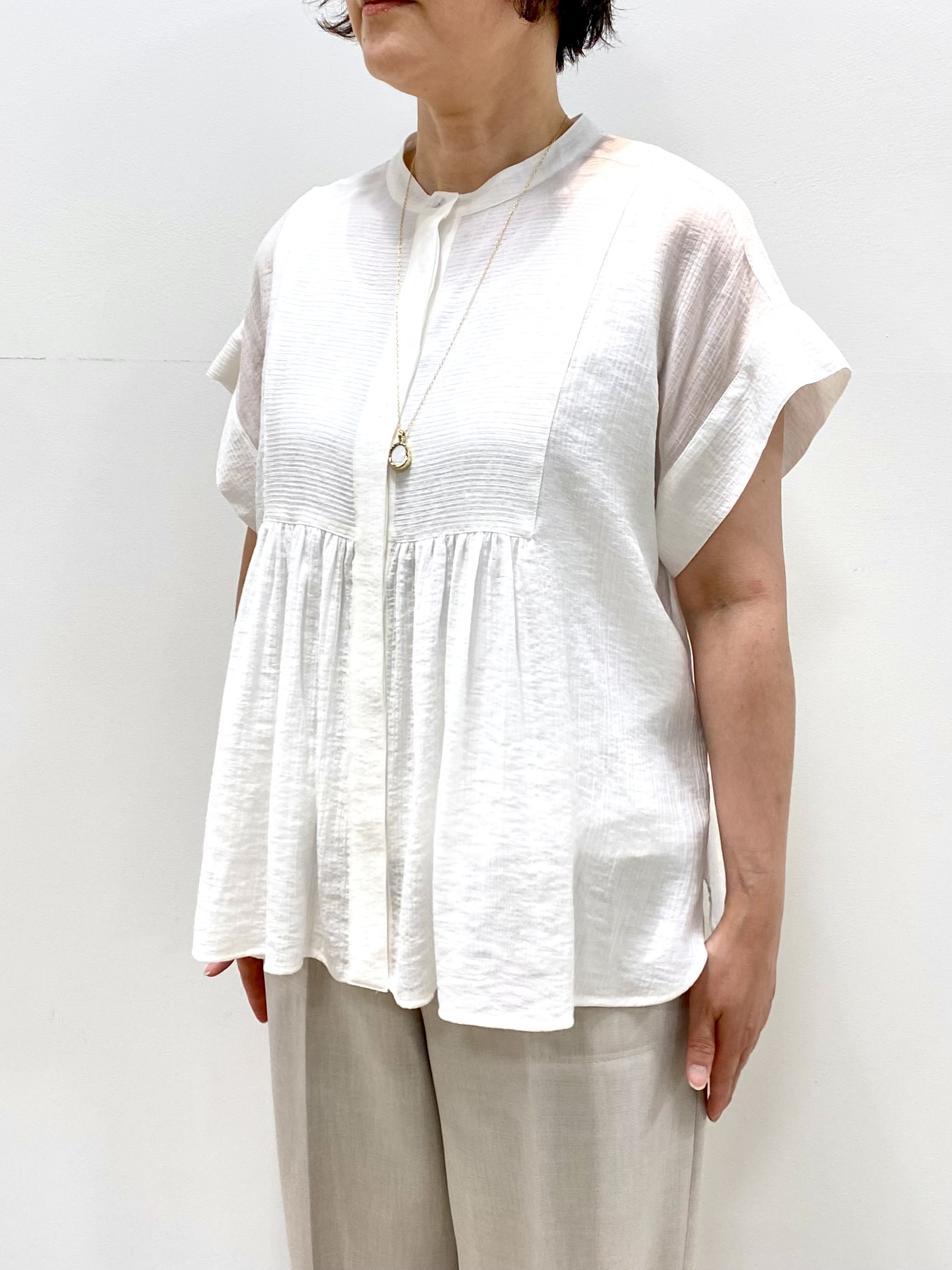 oharaさんの「Reflect｜ドビーストライプドルマンスリーブブラウス」を使ったコーディネート