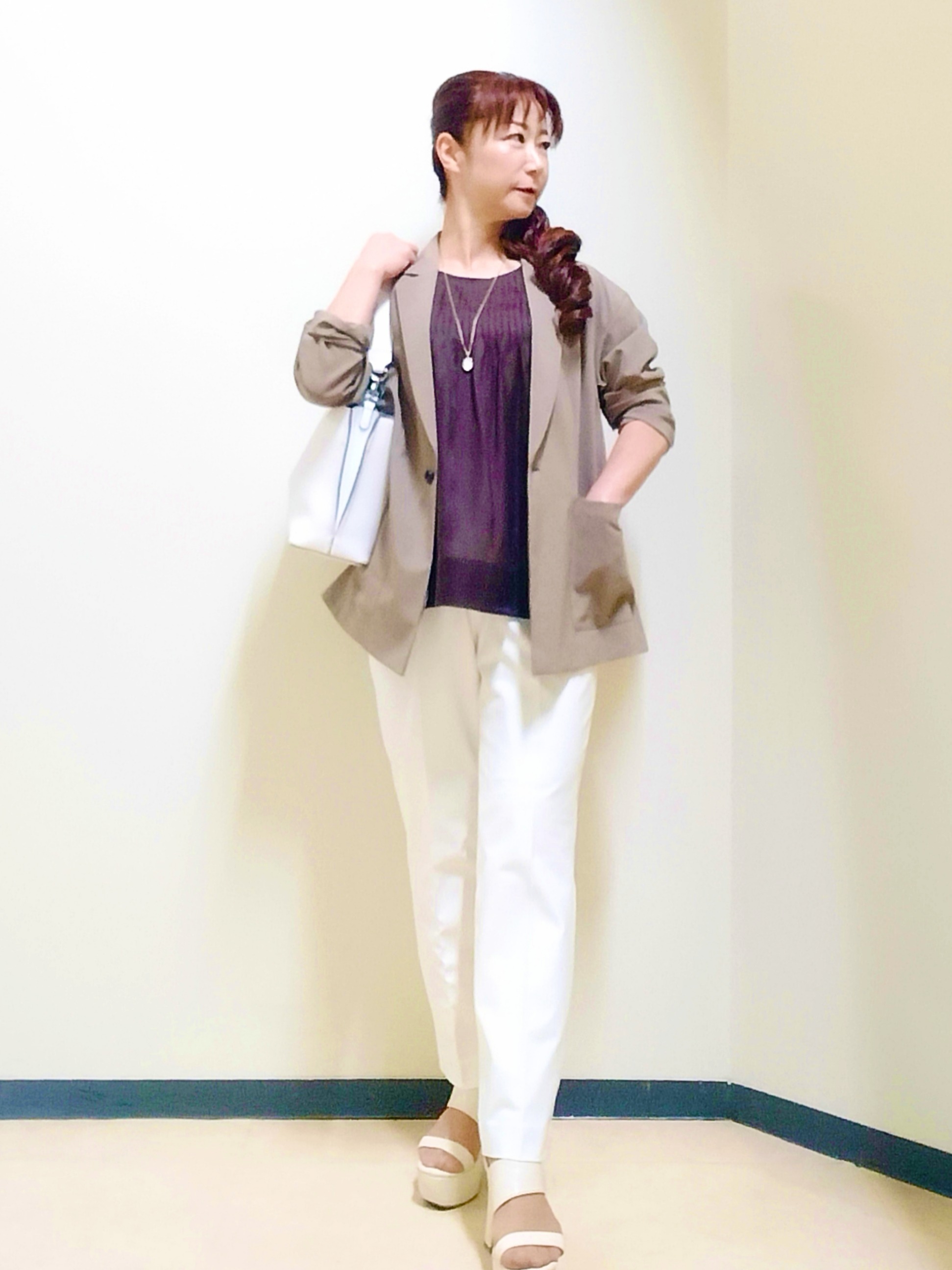 花さんの「Reflect｜【SS-4Lサイズ／接触冷感／シワになりにくい】リラクシーテーラードジャケット」を使ったコーディネート