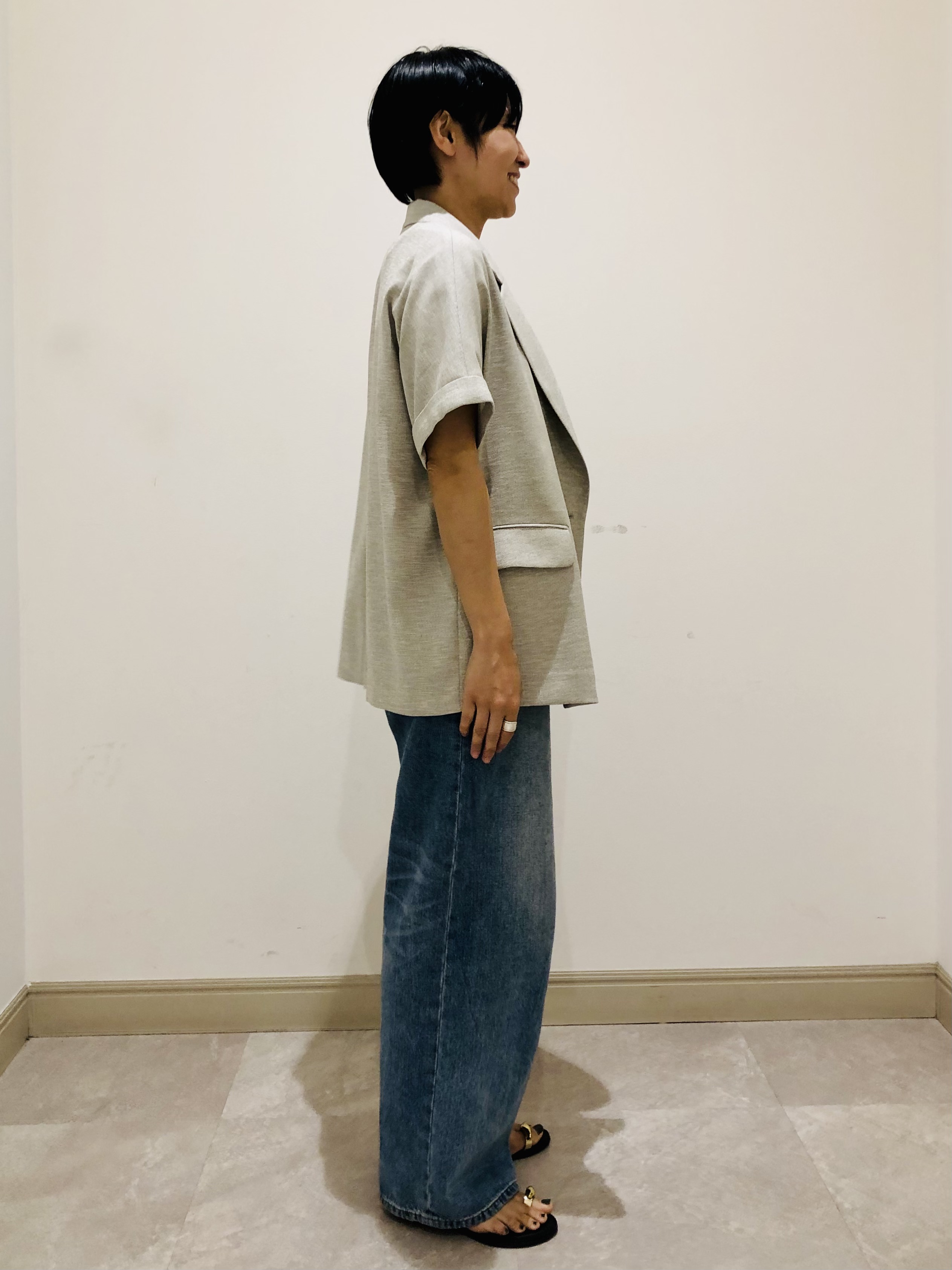 OGATAさんの「DRESSTERIOR｜【セットアップ可/UVカット/接触冷感/吸水速乾】ウォッシャブル リネンライクドルマンジャケット」を使ったコーディネート