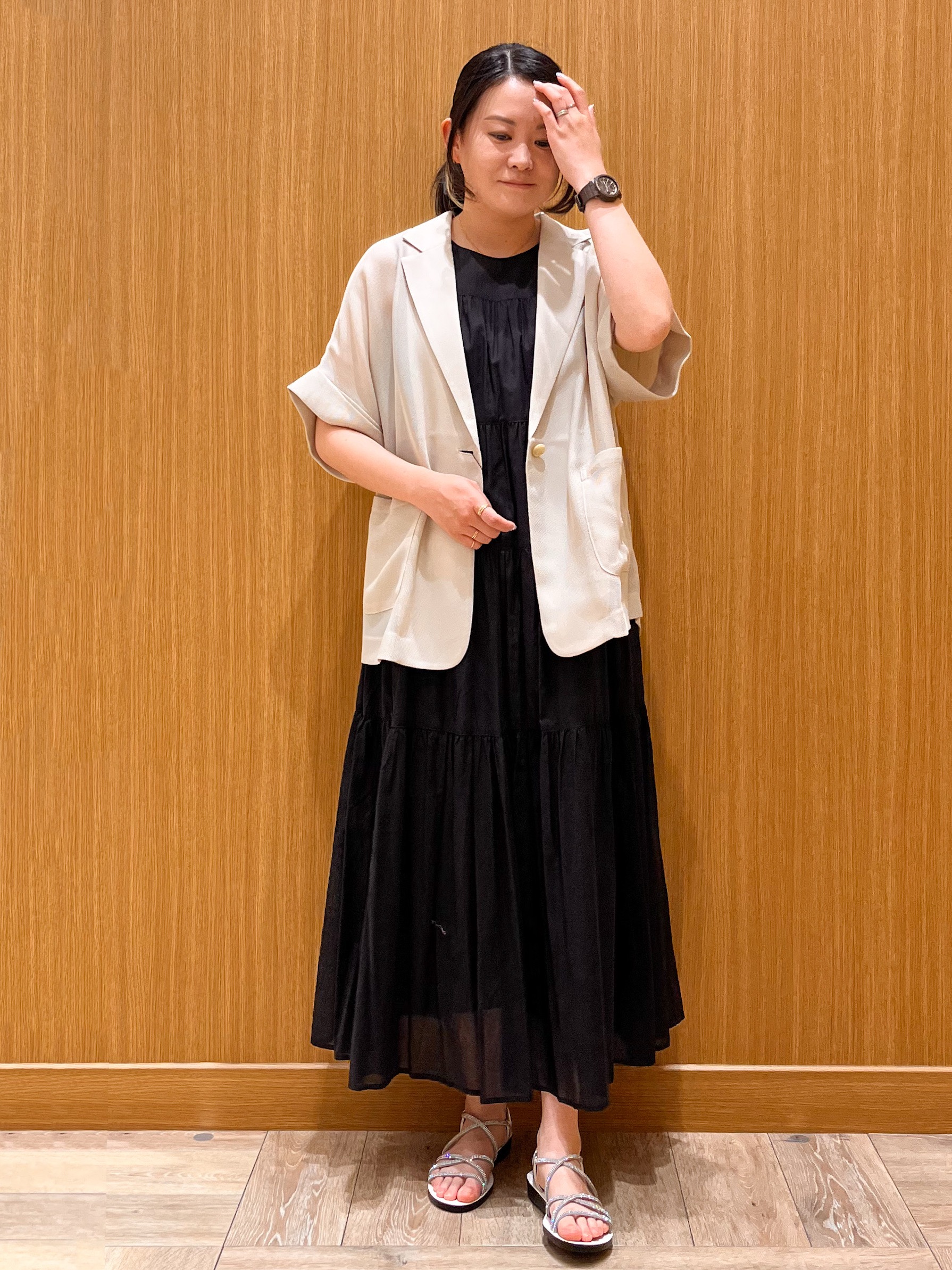 aさんの「OPAQUE.CLIP｜メッシュテーラードジャケット【洗濯機OK】」を使ったコーディネート