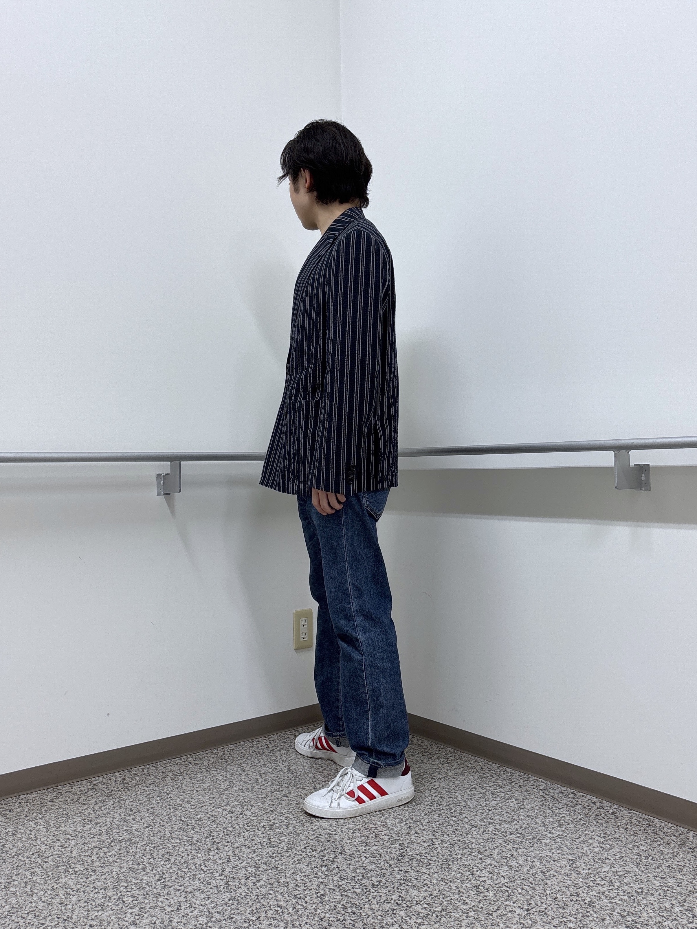 KEIさんの「TAKEO KIKUCHI｜【BOWLER HAT LABEL】サッカーストライプ ダブルジャケット」を使ったコーディネート