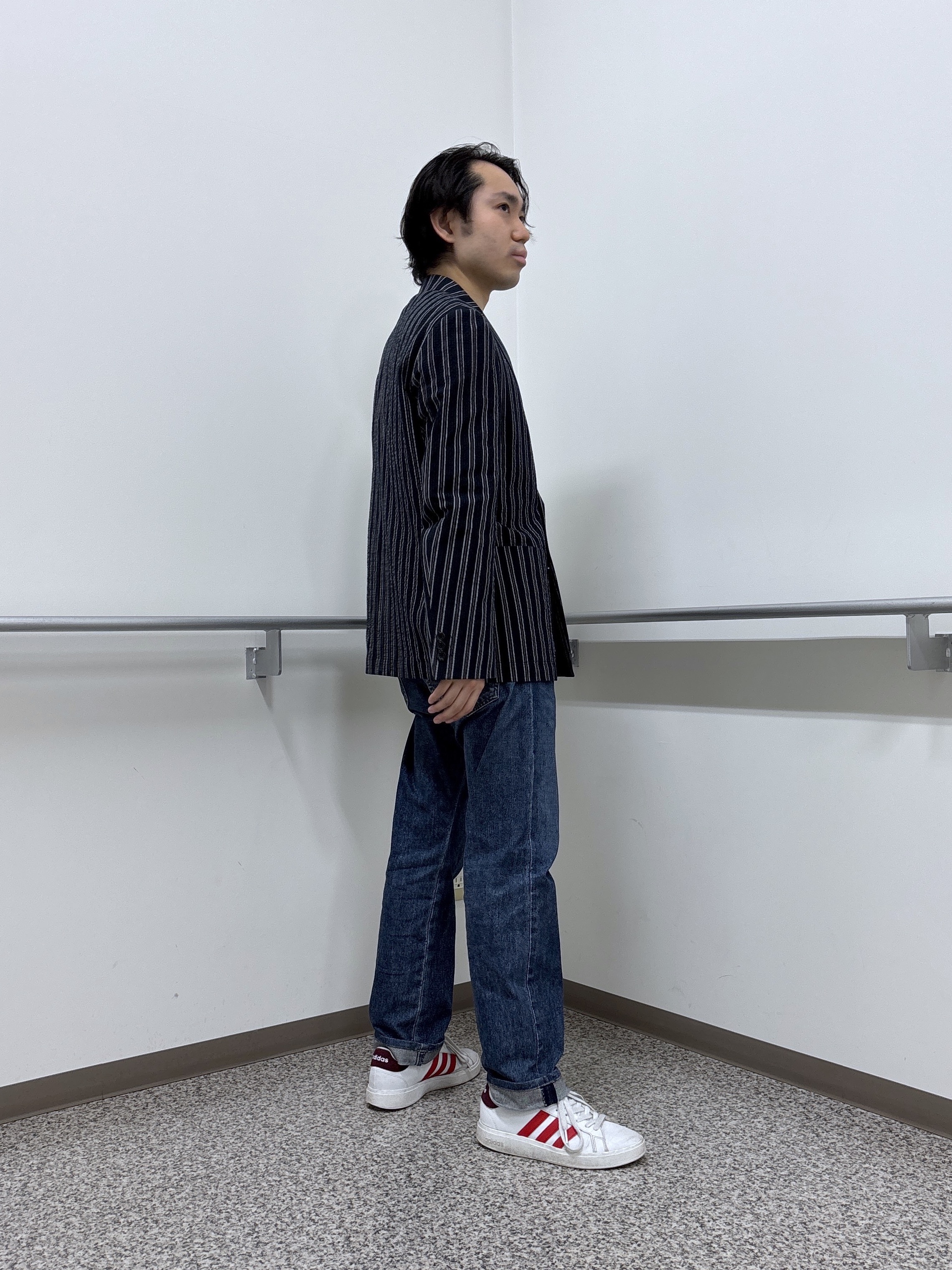 KEIさんの「TAKEO KIKUCHI｜【BOWLER HAT LABEL】サッカーストライプ ダブルジャケット」を使ったコーディネート