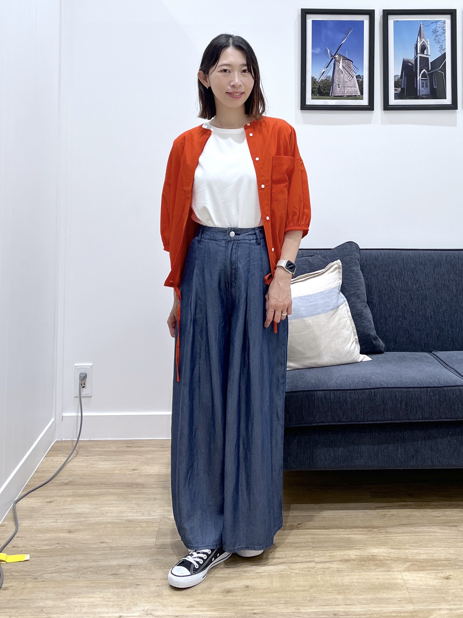 canaさんの「Dessin｜【高通気/セットアップ可】ハーフスリーブドロストシャツブラウス」を使ったコーディネート