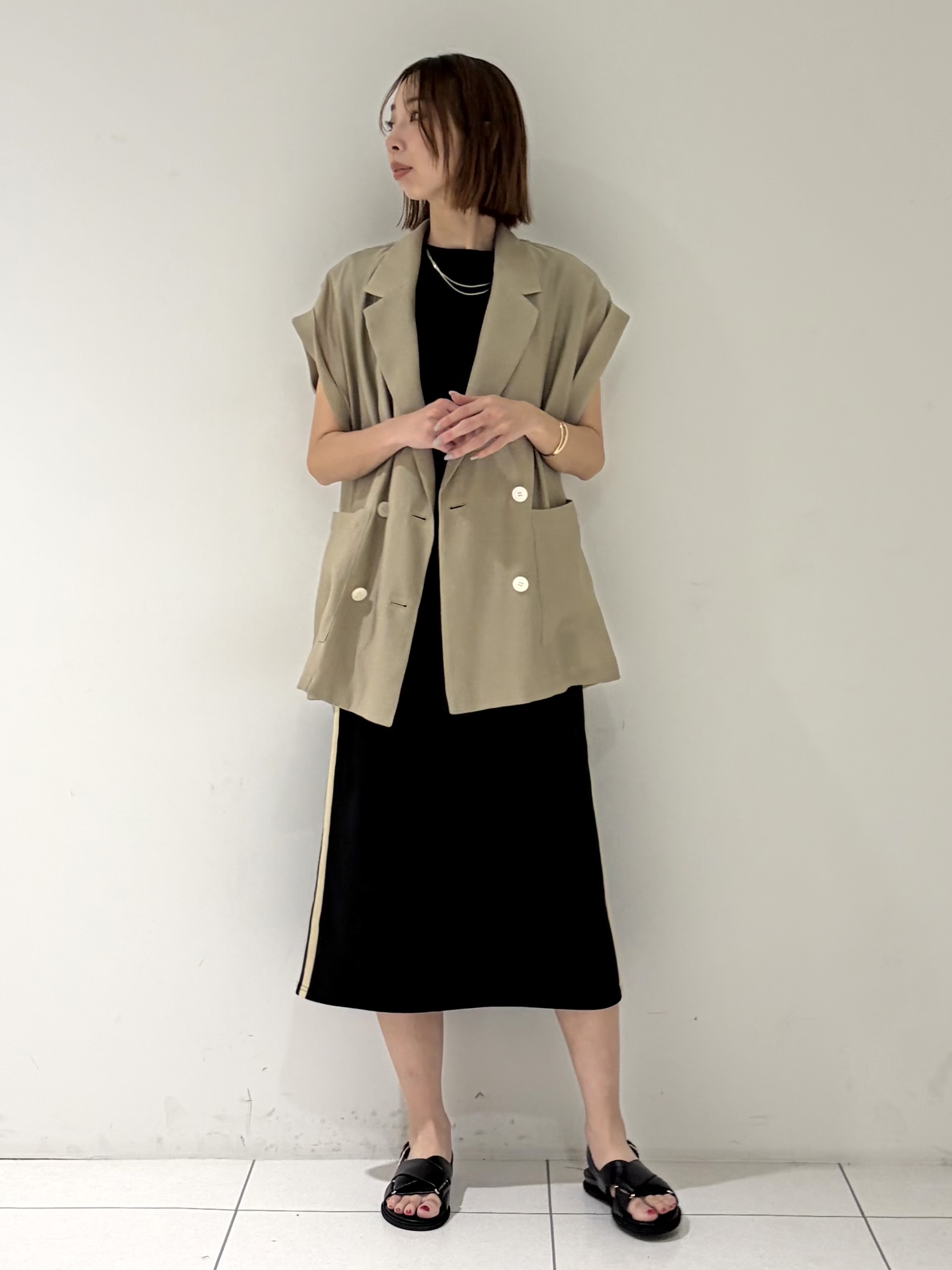 shioriさんの「INDIVI｜ワッシャーシアーダブルジャケット」を使ったコーディネート