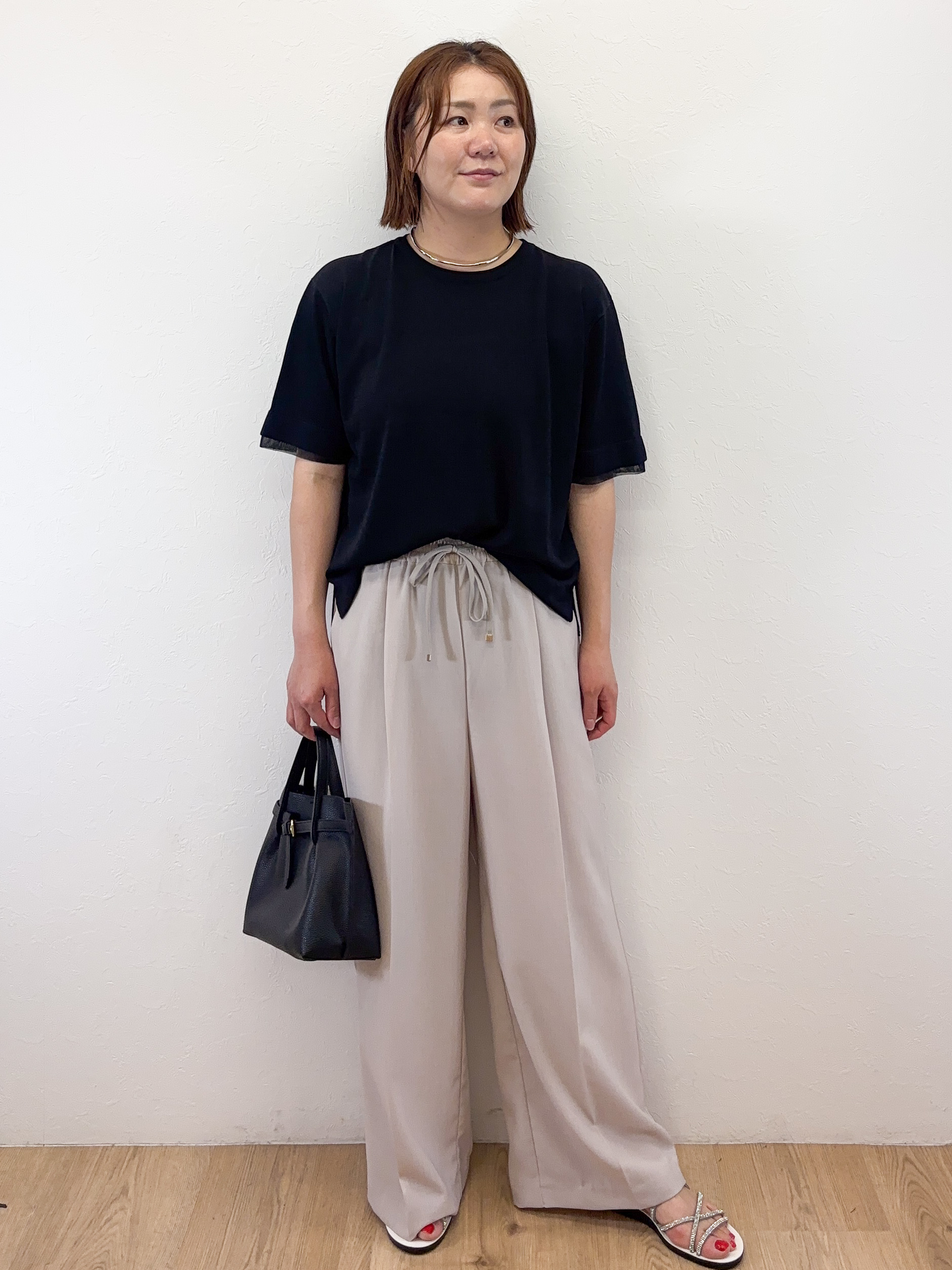 Takeさんの「OPAQUE.CLIP｜【UV／接触冷感／抗ピル】シアー＆レイヤード風さらりニット《洗濯機OK》」を使ったコーディネート