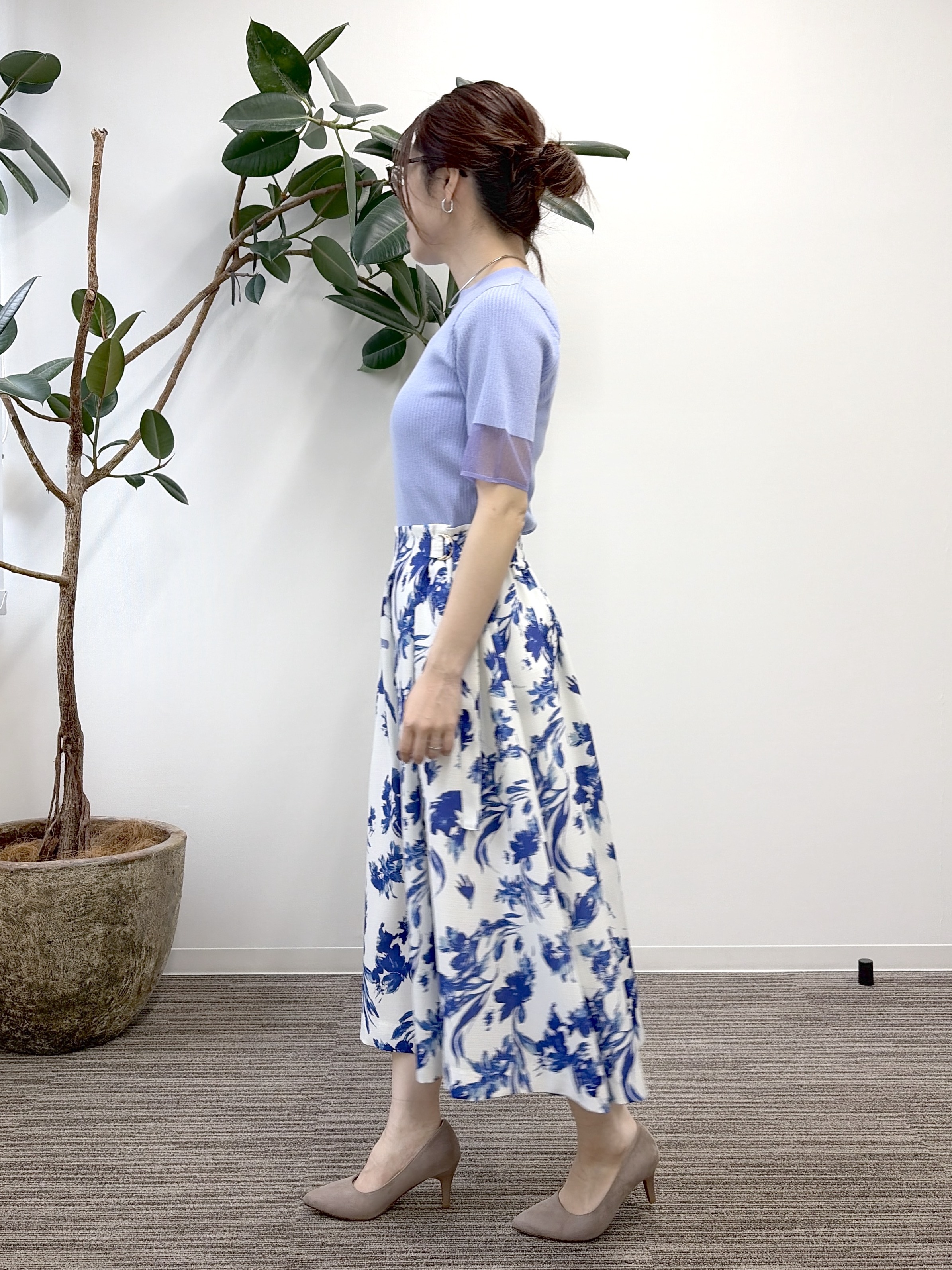 saoriさんの「袖口シアーリブニット」を使ったコーディネート