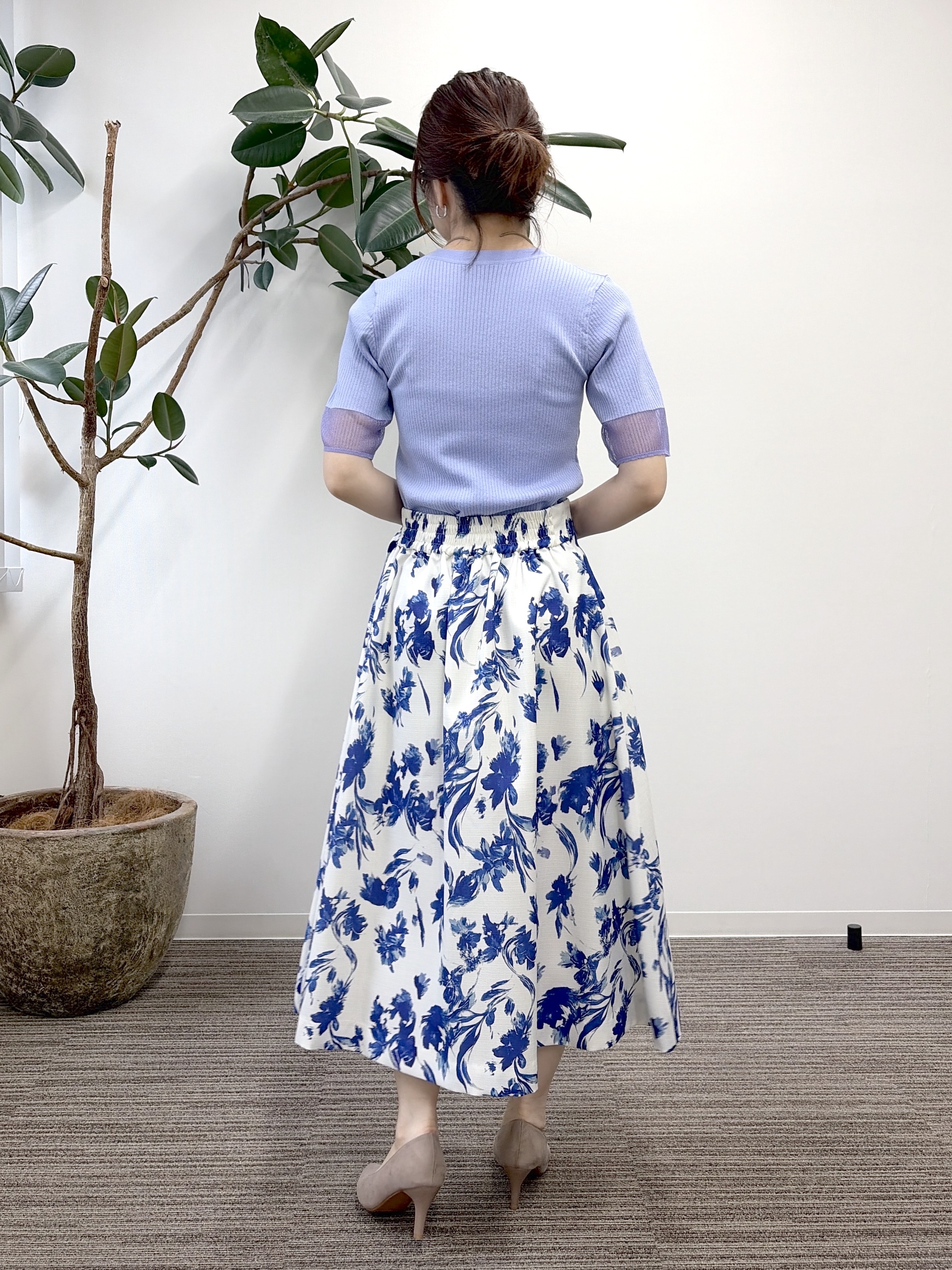 saoriさんの「袖口シアーリブニット」を使ったコーディネート