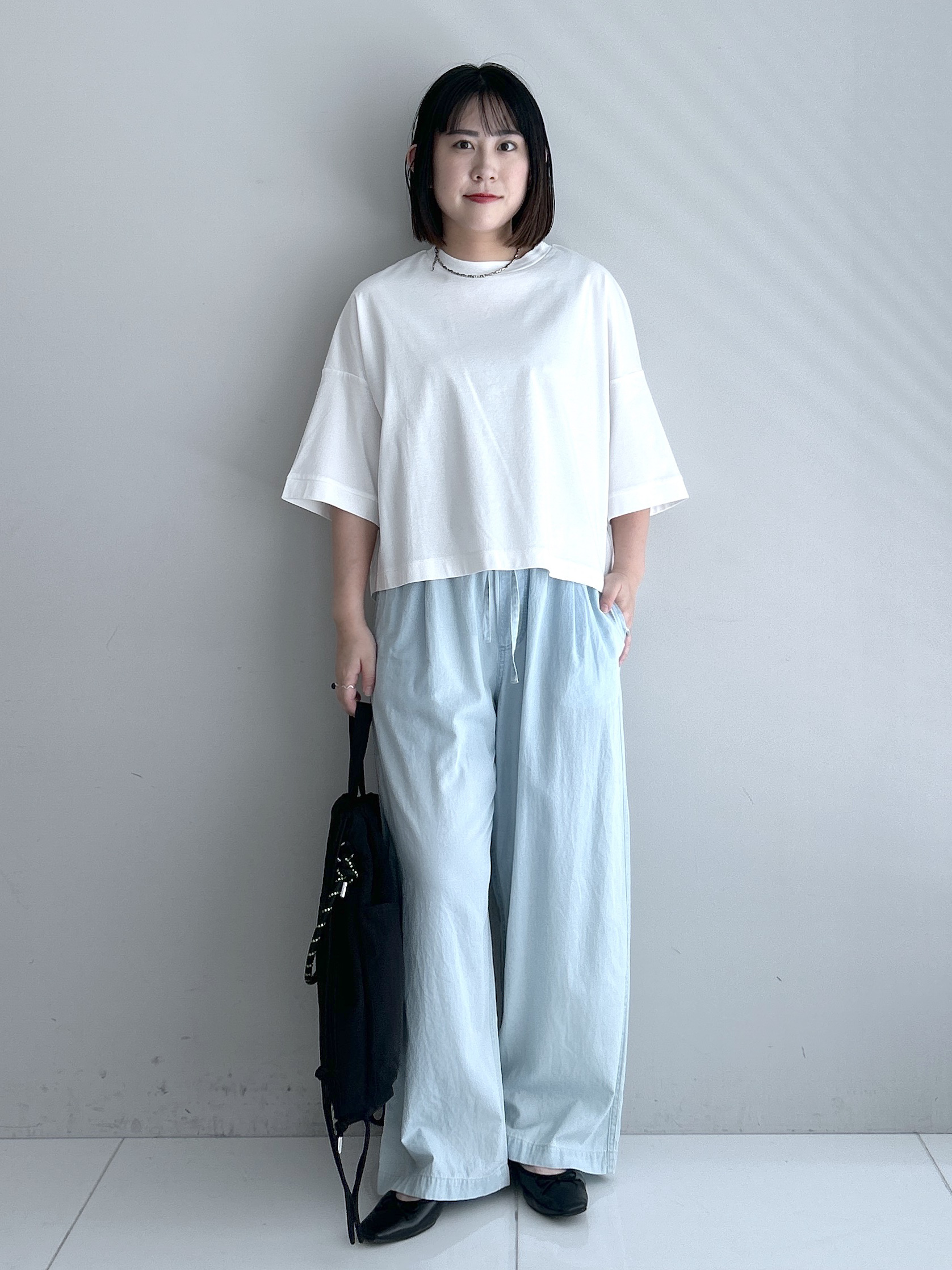 Hirokaさんの「Dessin｜【新色追加/体型カバー】美光沢カットソーボクシーシルエット」を使ったコーディネート