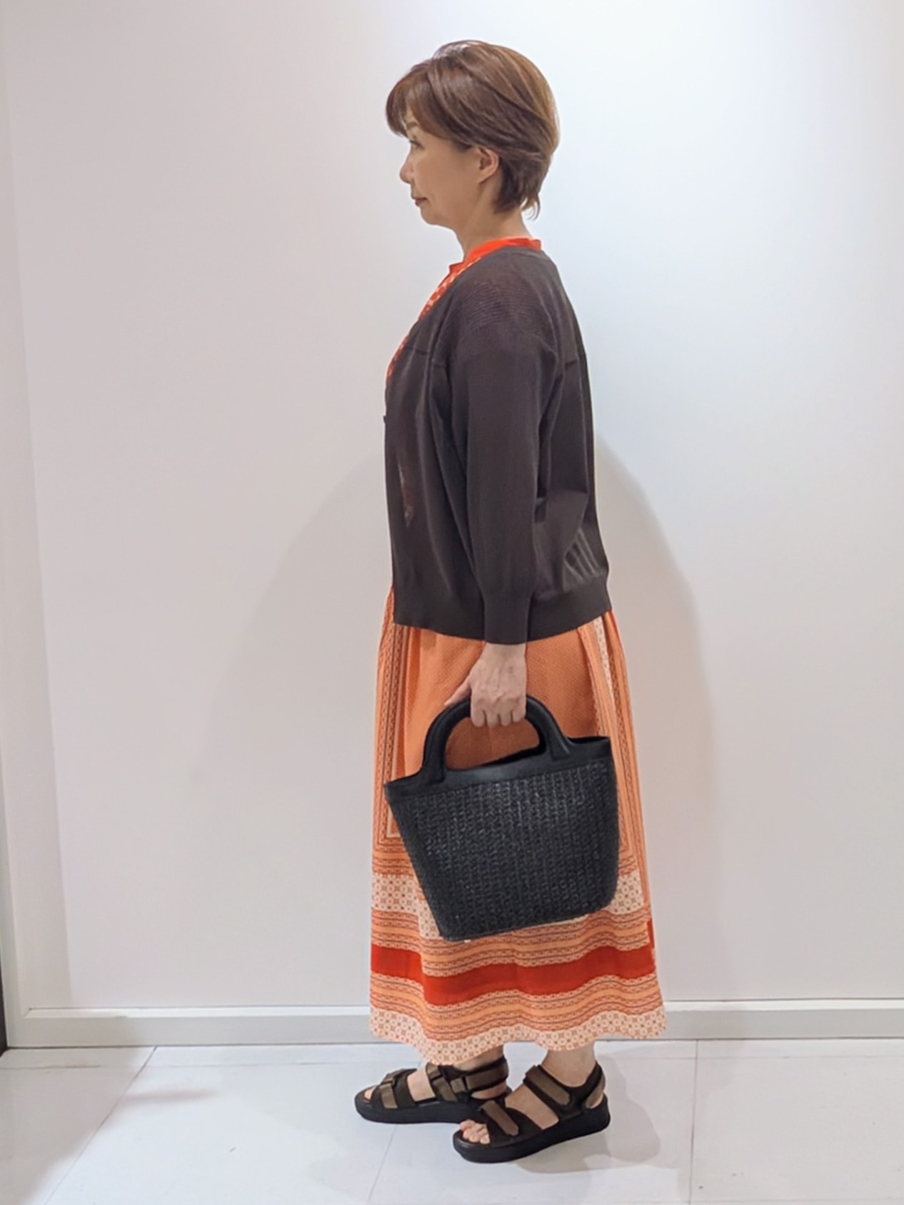 mamiさんの「Reflect｜幾何学柄フレンチスリーブワンピース」を使ったコーディネート