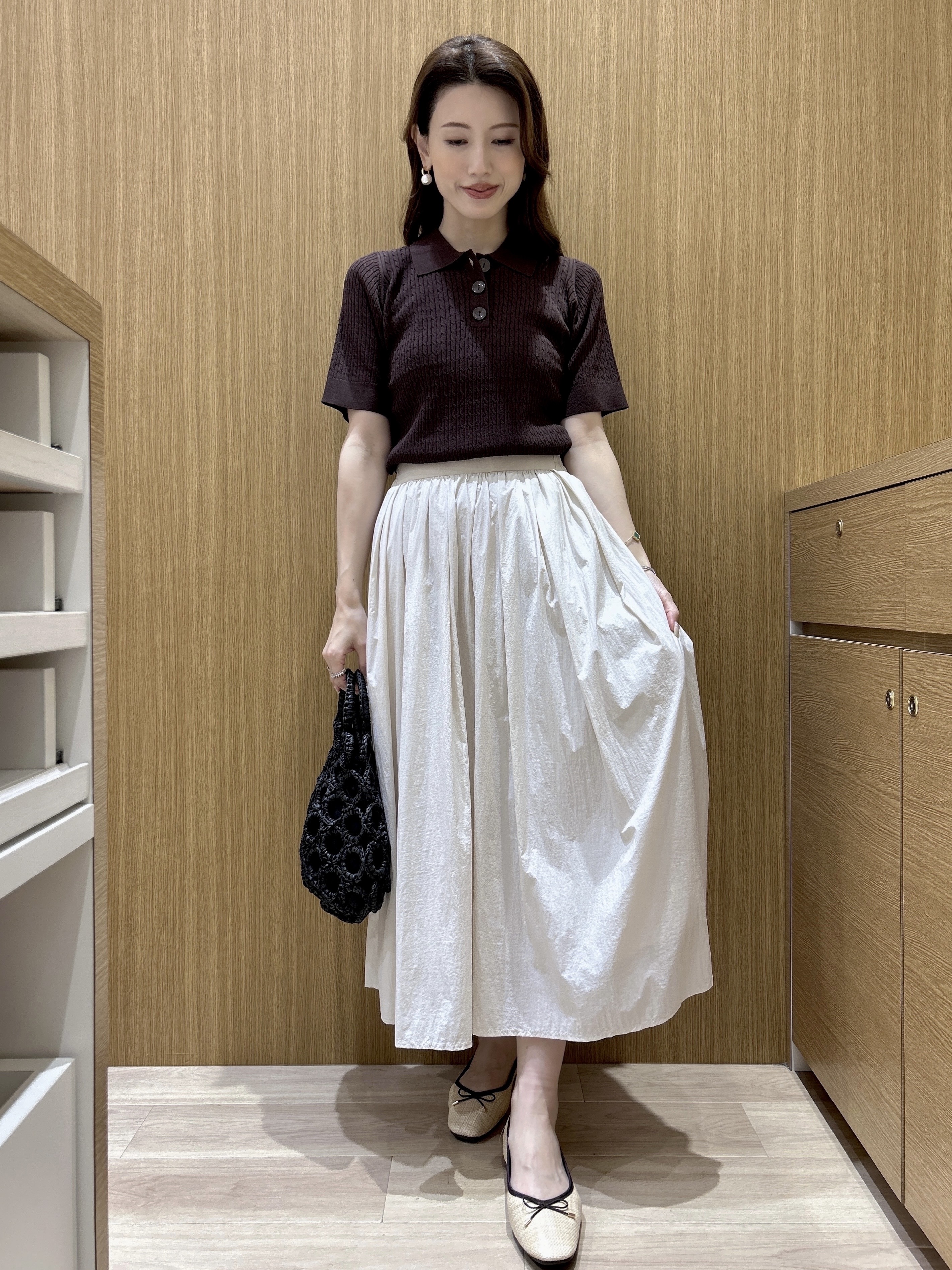 maiさんの「OPAQUE.CLIP｜【UV／接触冷感】ケーブルポロニット《洗濯機OK／抗ピル》」を使ったコーディネート