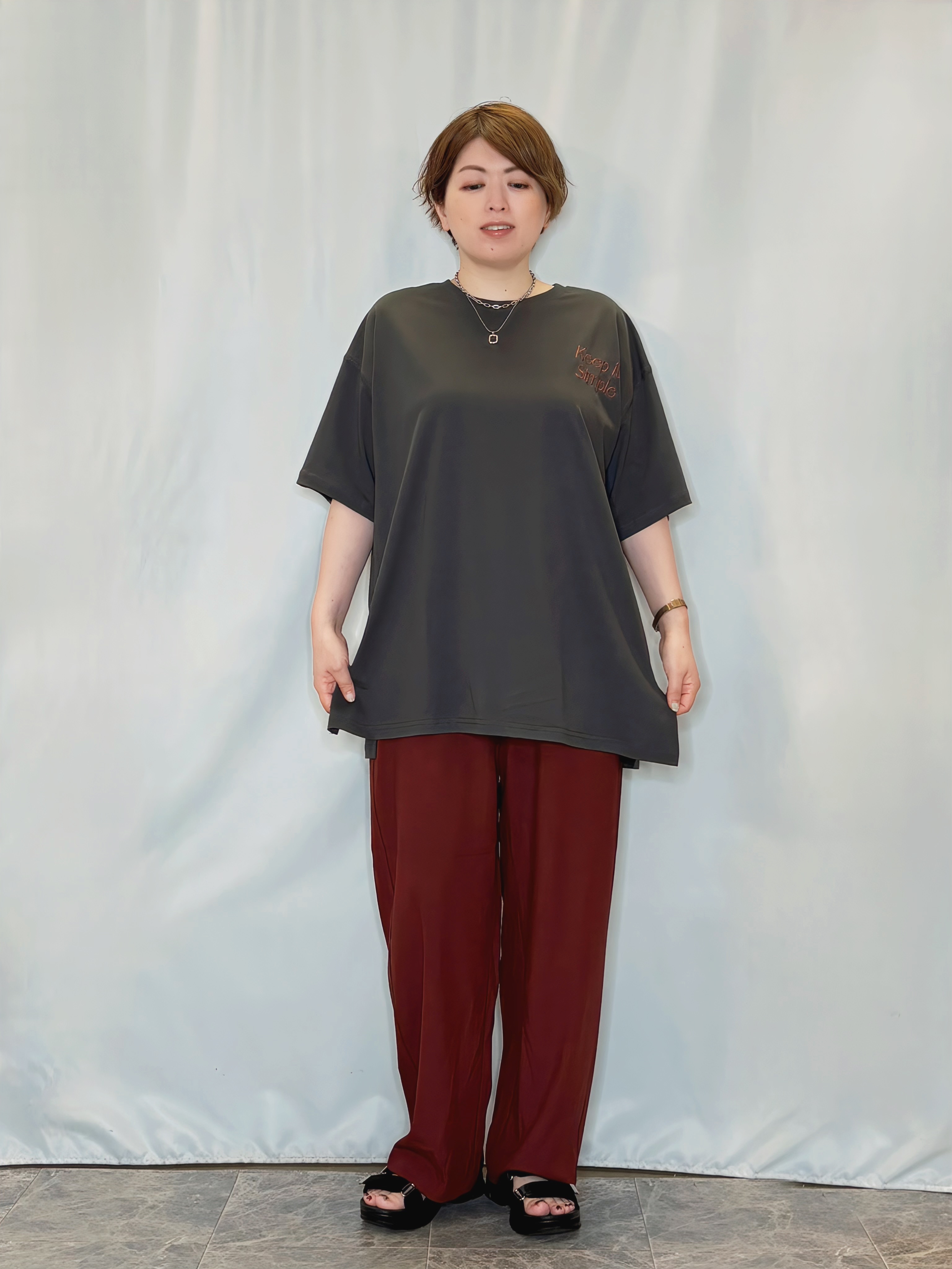 たみさんの「SHOO･LA･RUE｜【ひんやり】ゆるっと体型カバー BIGアソートTシャツ」を使ったコーディネート