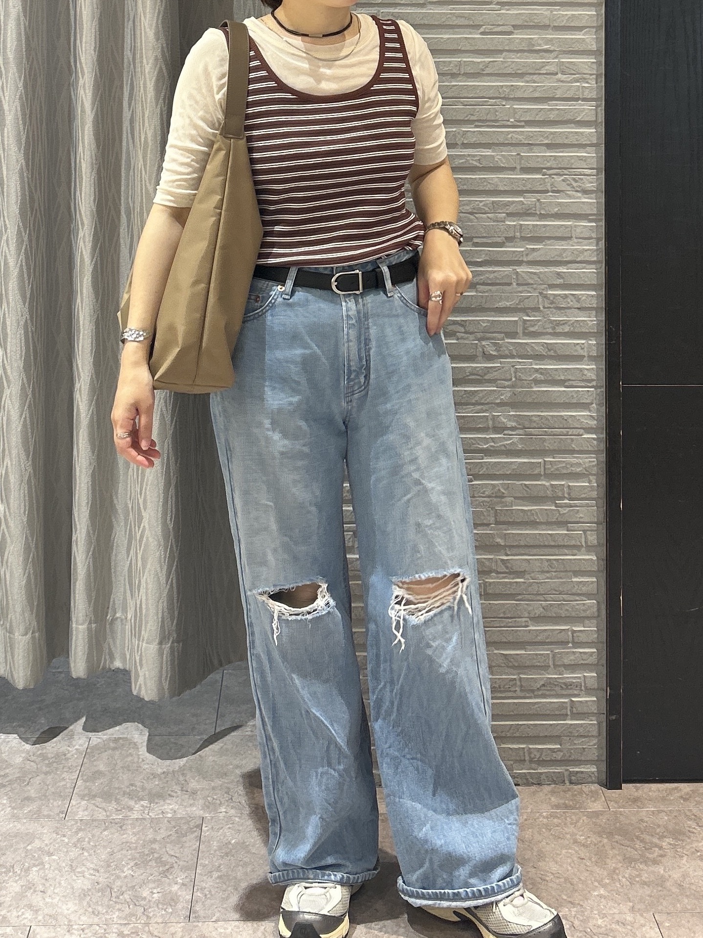 ga_riさんの「THE SHOP TK｜マルチボーダーニットソータンク」を使ったコーディネート