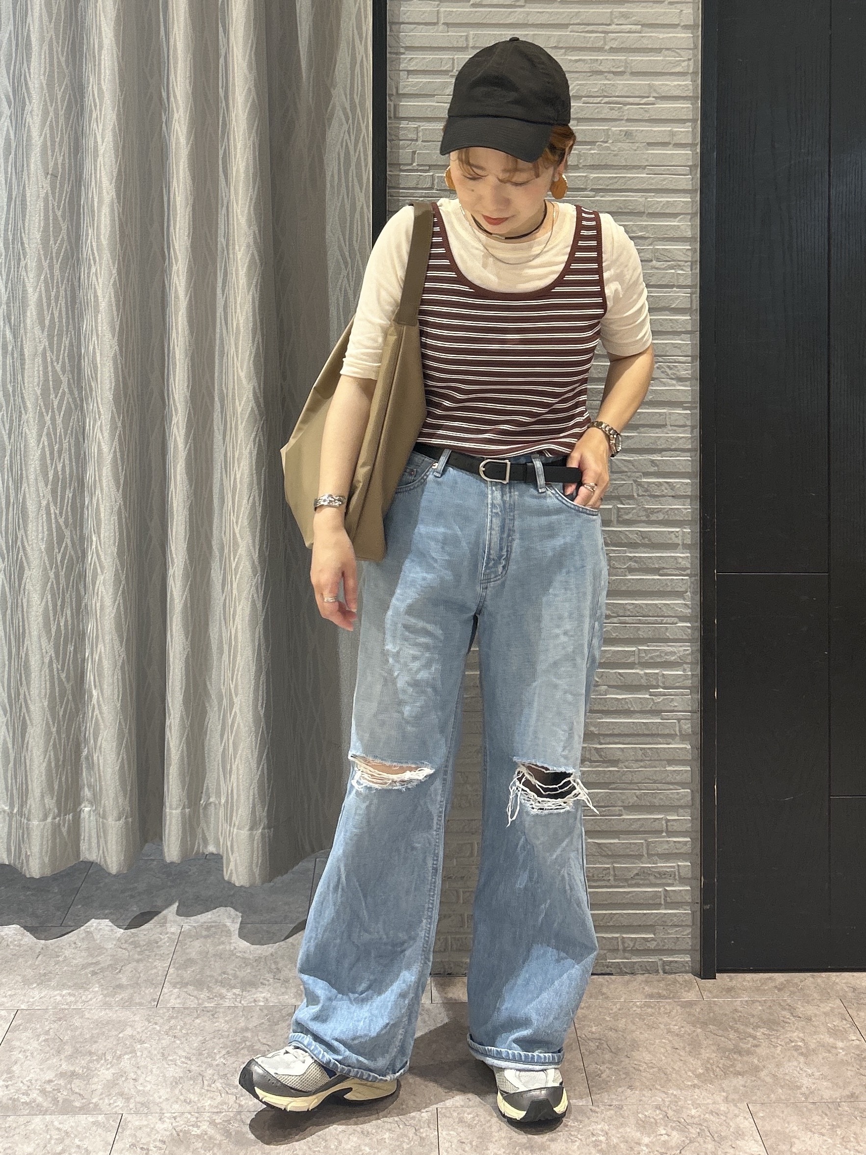 ga_riさんの「THE SHOP TK｜マルチボーダーニットソータンク」を使ったコーディネート