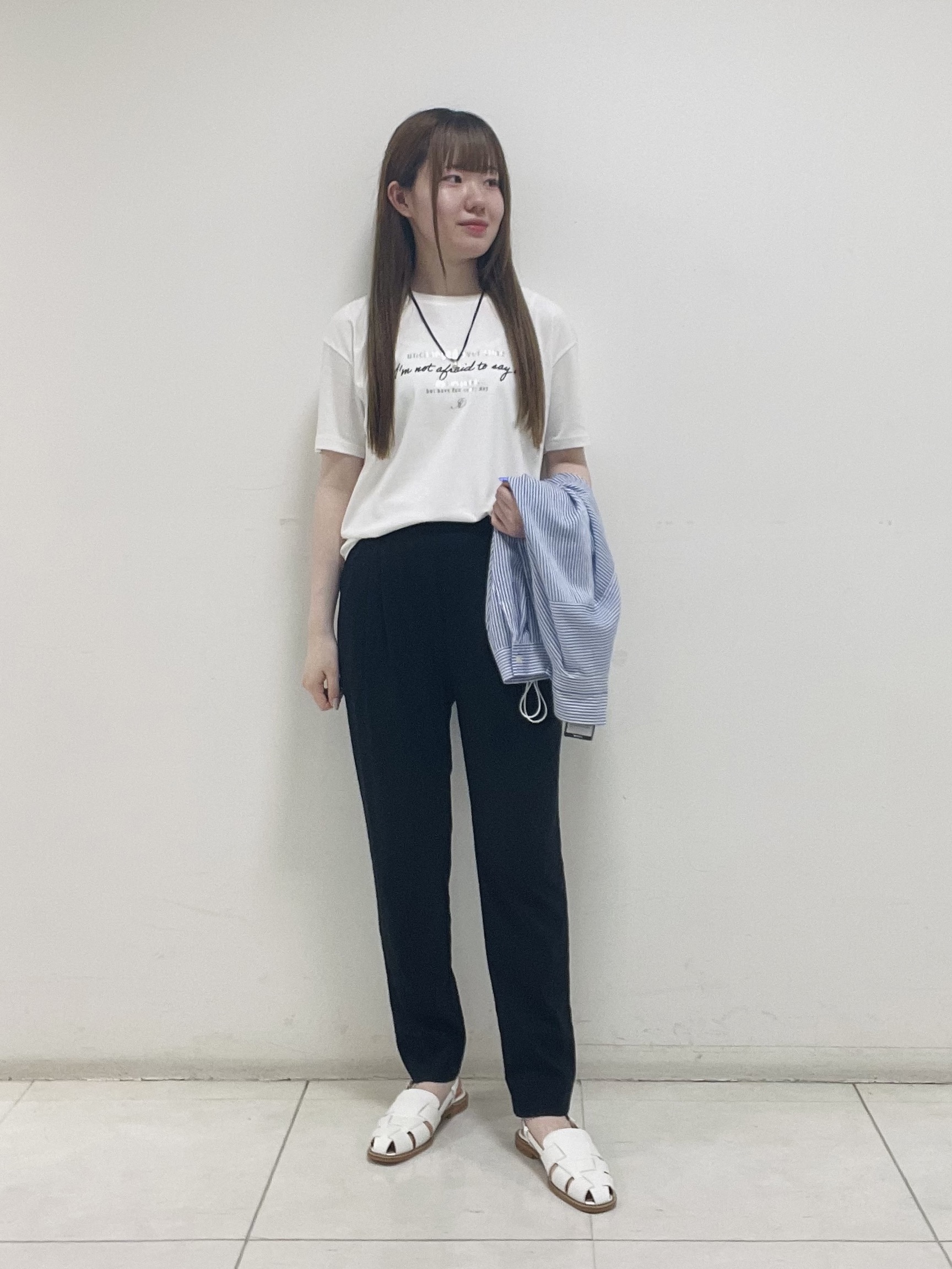 mさんの「INDIVI｜【洗える／アンサンブル可能】シアースストライプカーディガン」を使ったコーディネート