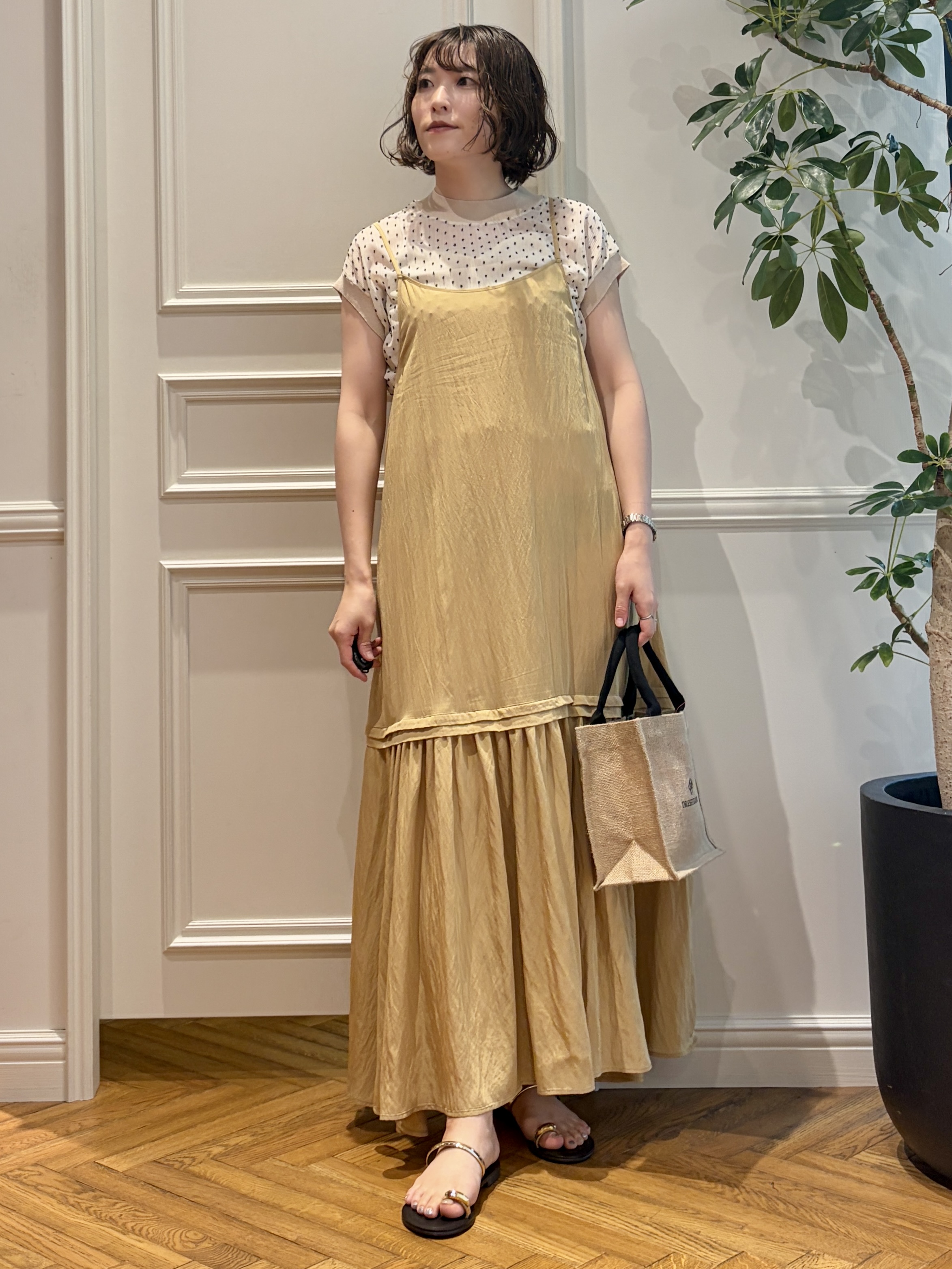 nakaoさんの「DRESSTERIOR｜【ウォッシャブル】ワッシャーボリュームフレアキャミワンピース」を使ったコーディネート