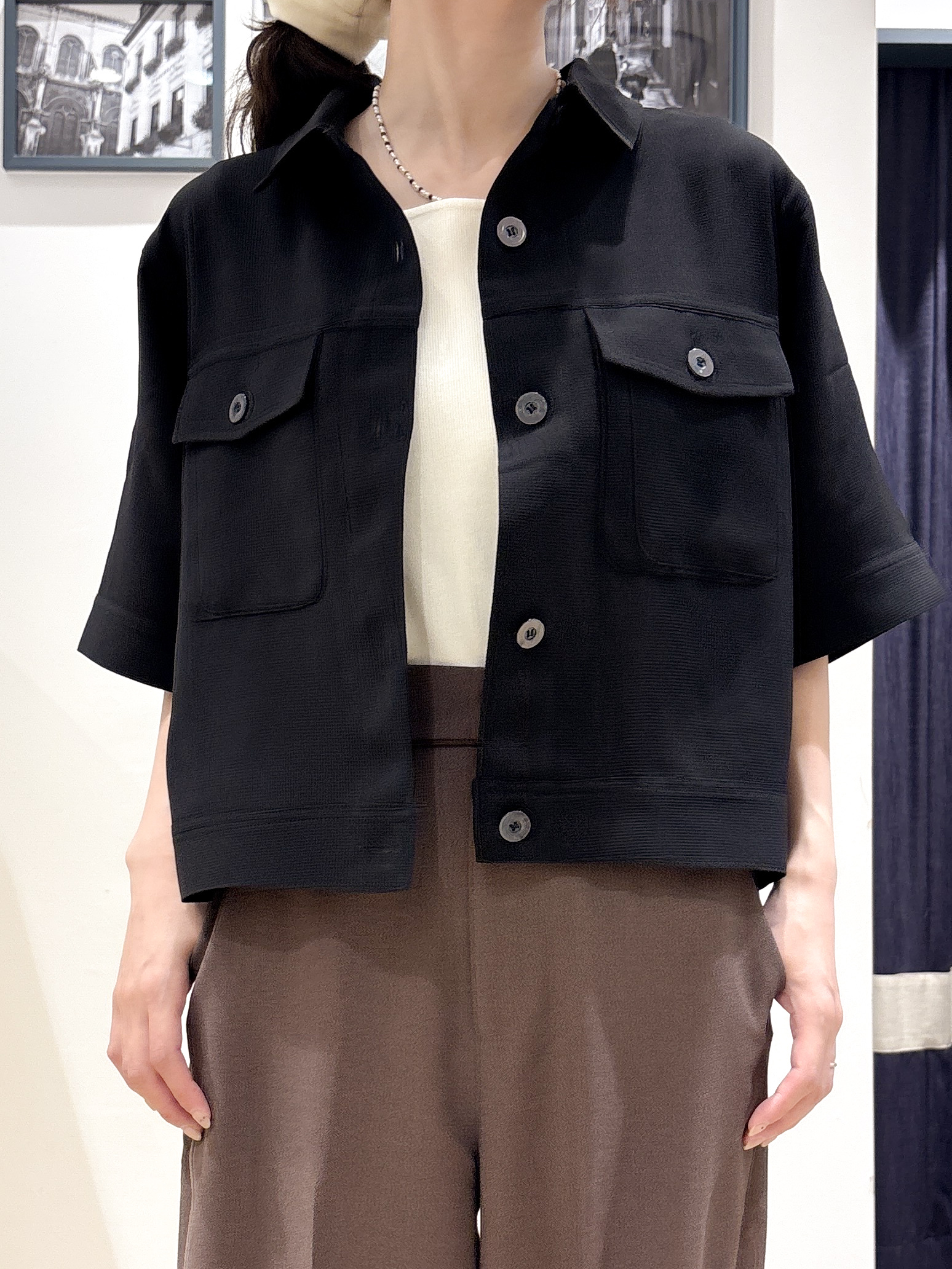 ayakaさんの「grove｜【吸水速乾・通気性・洗える】衿付きハーフジャケット」を使ったコーディネート