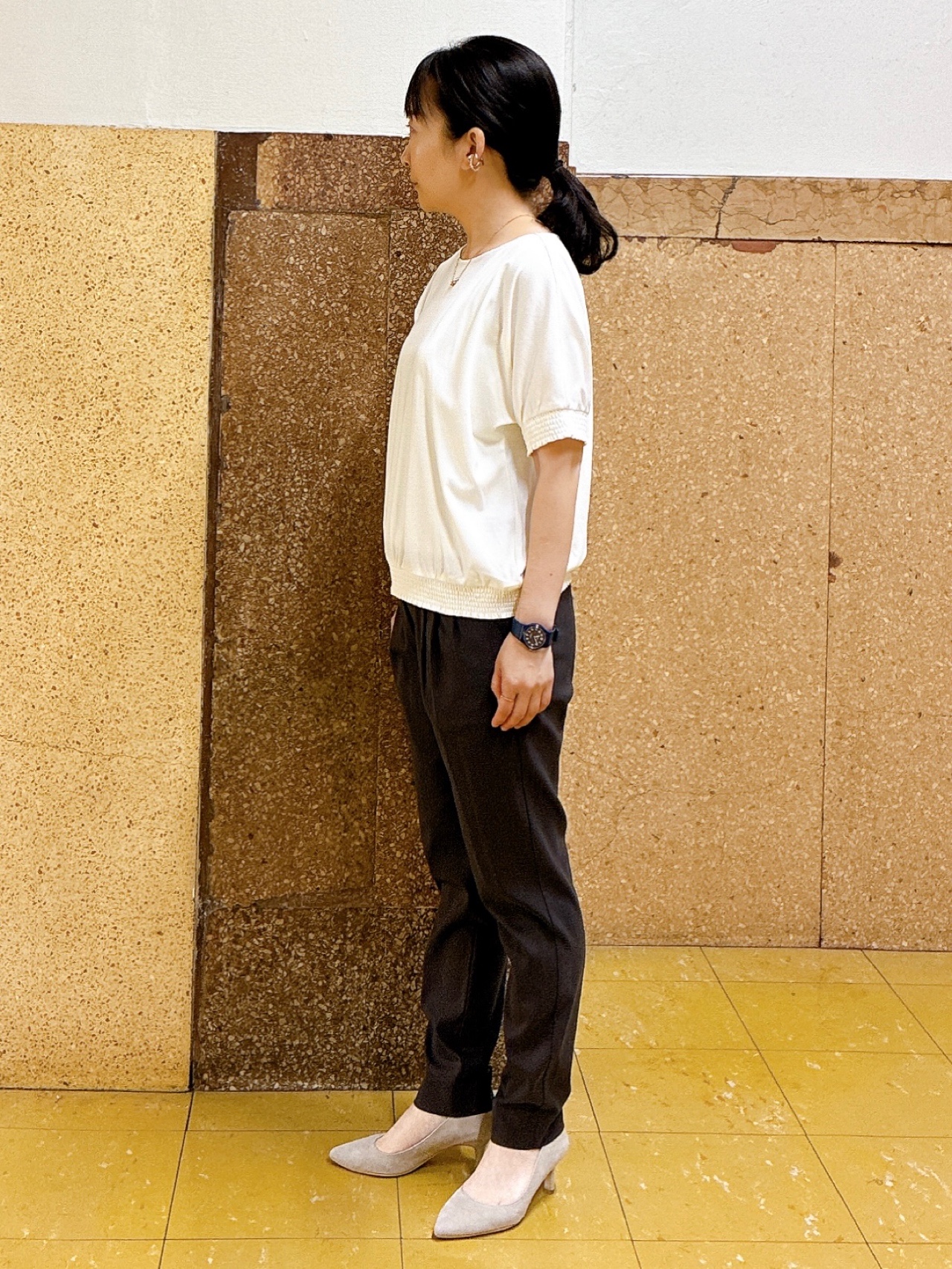 hattoriさんの「INDIVI｜【接触冷感/汗染み防止/吸水速乾/UVカット】シャーリングプルオーバー」を使ったコーディネート