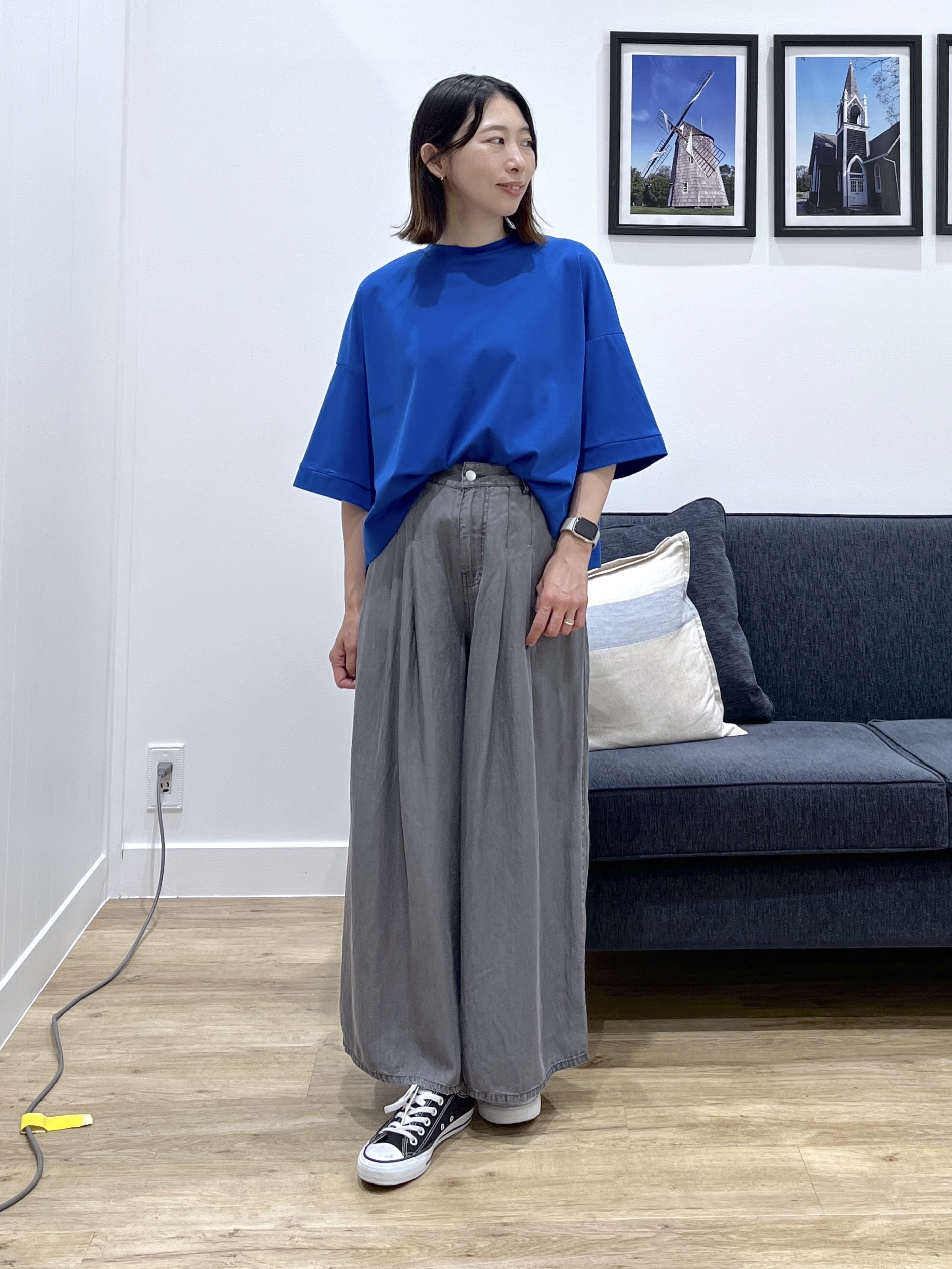 canaさんの「Dessin｜【新色追加/体型カバー】美光沢カットソーボクシーシルエット」を使ったコーディネート