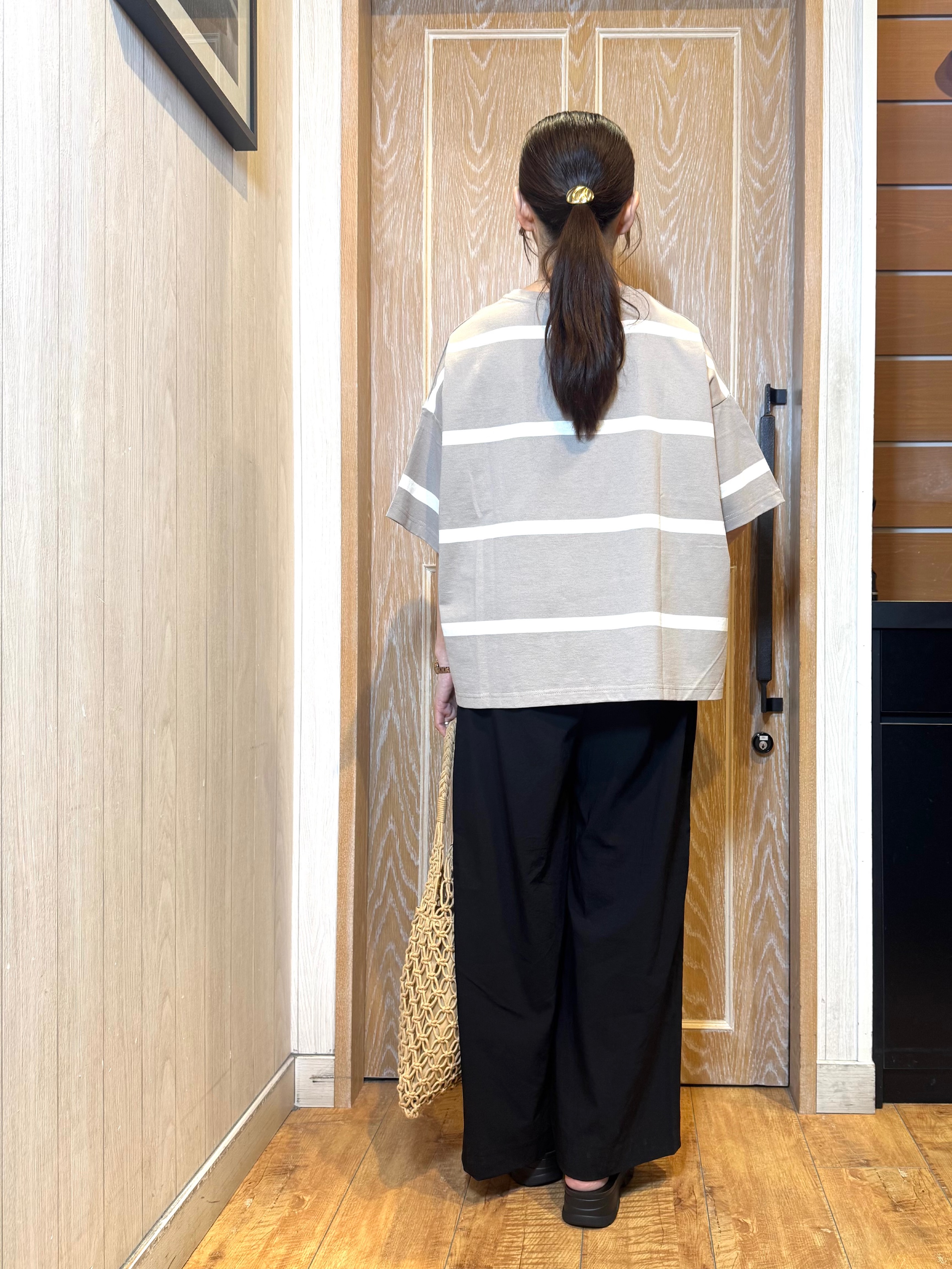 KAORIさんの「SHOO･LA･RUE｜【ひんやり/S-LL】涼しげで爽やか 太ボーダー斜め切り替えTシャツ」を使ったコーディネート