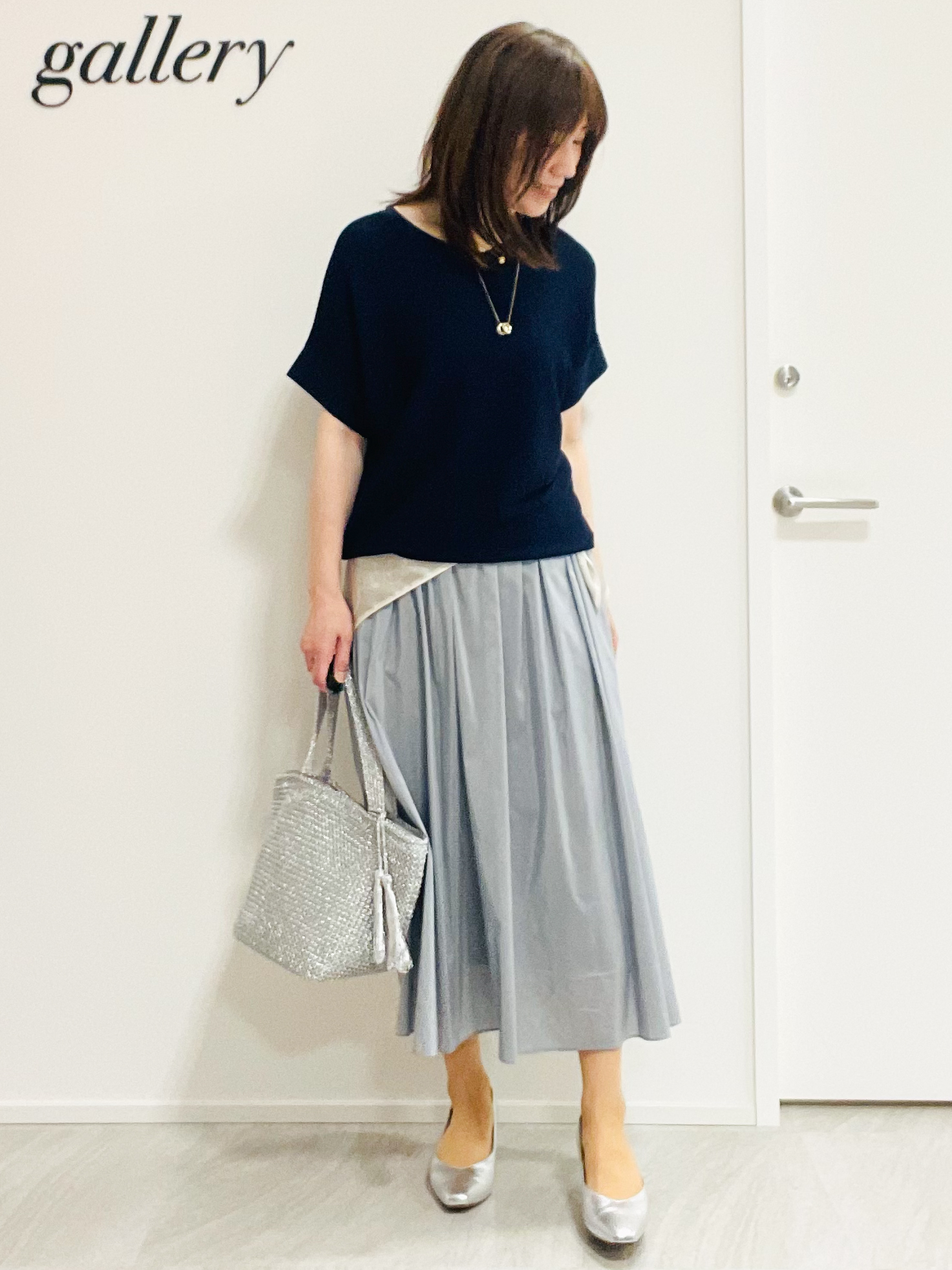 めいさんの「UNTITLED｜【11色展開/体型カバー】前後2WAYフレンチスリーブニット」を使ったコーディネート